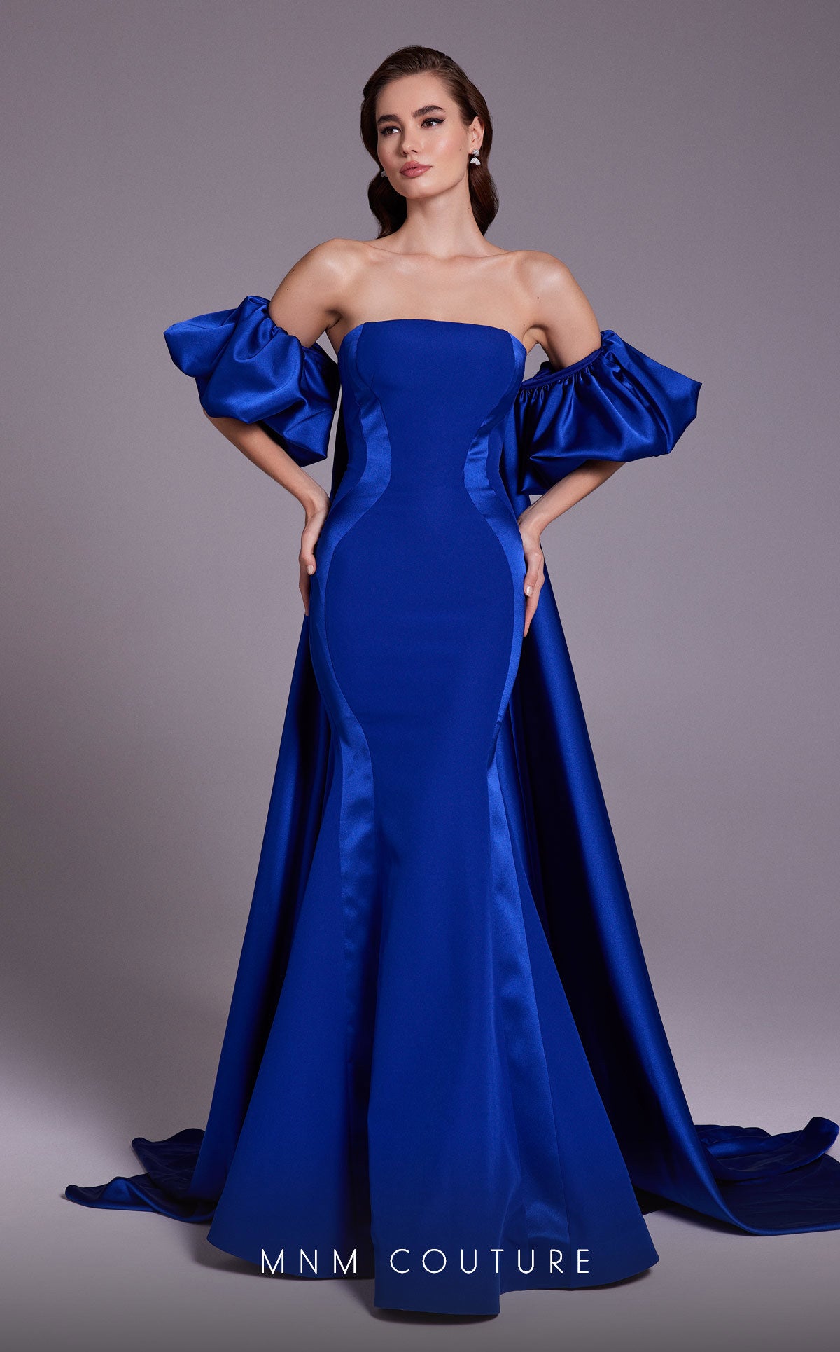 Blue Strapless Evening Gown N0526A