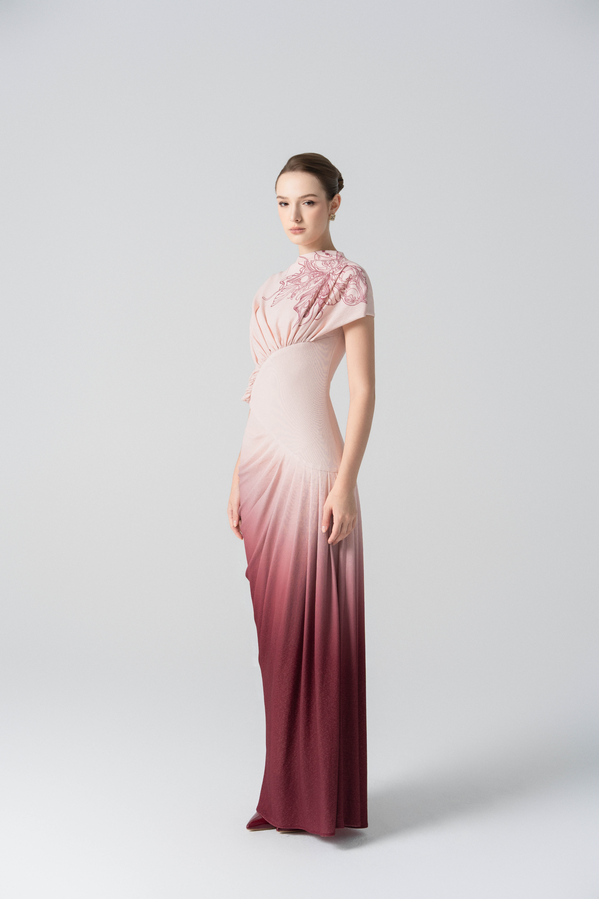 Blush Horizon Midi Ombre Dress in Tender Peach