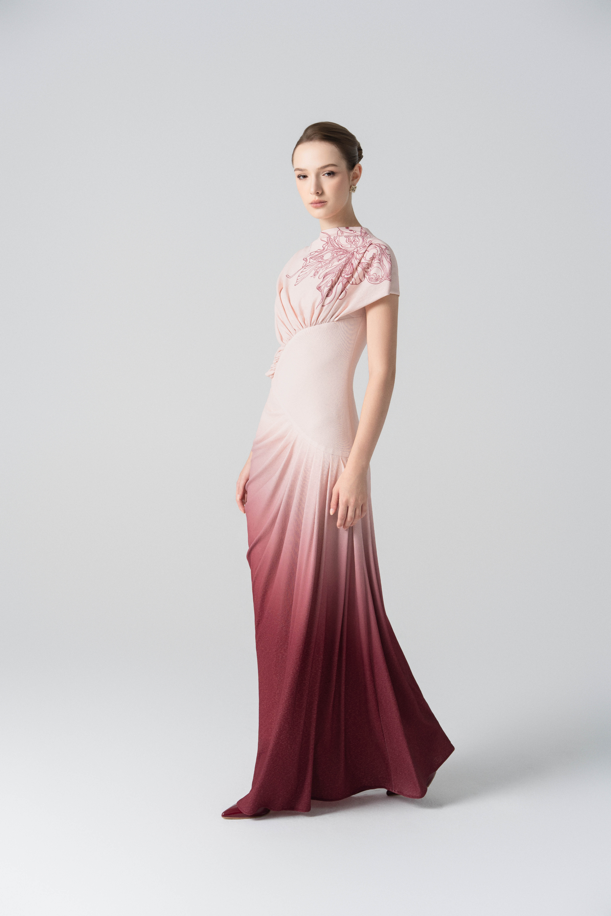 Blush Horizon Midi Ombre Dress in Tender Peach