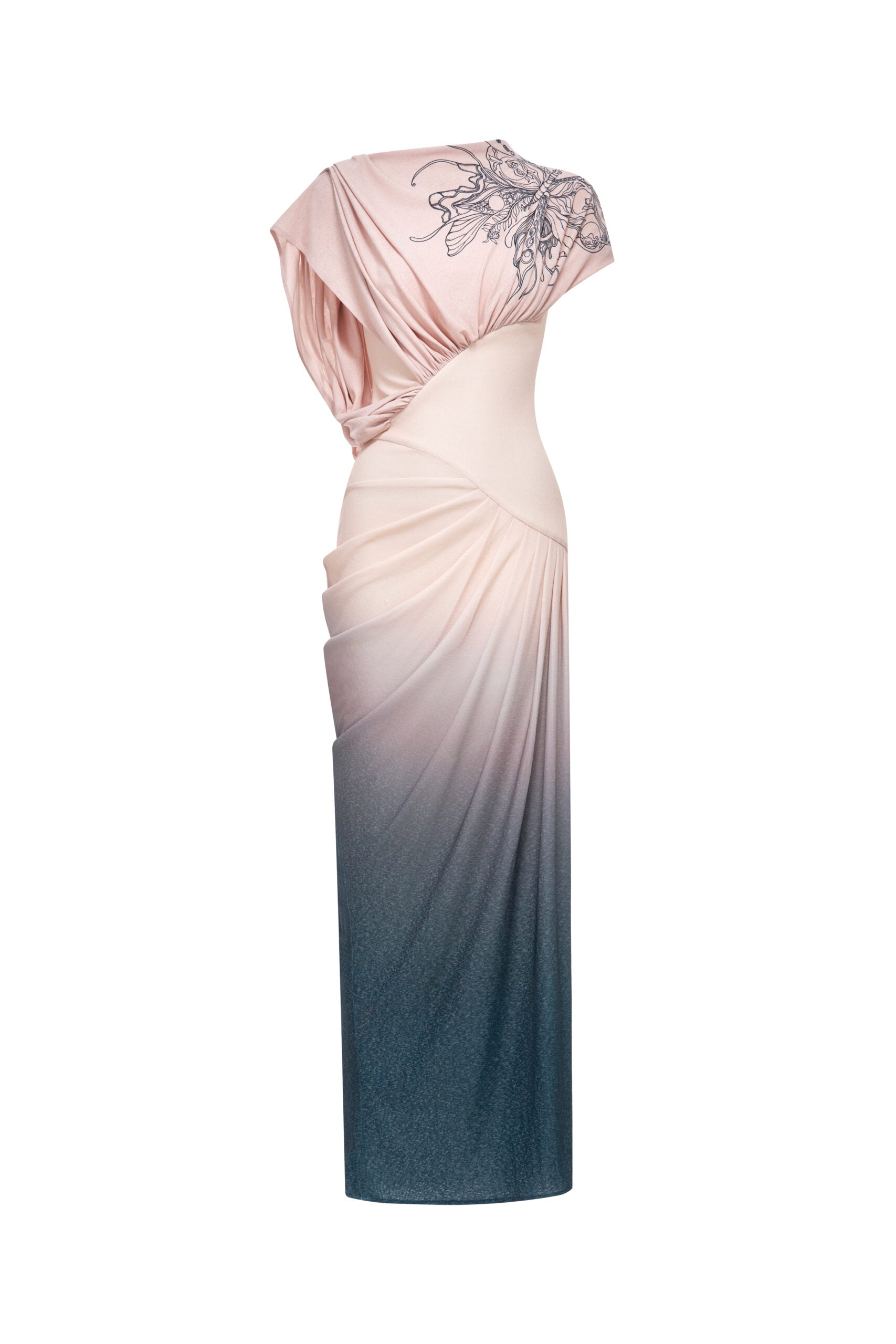 Blush Horizon Midi Ombre Dress in Tender Peach