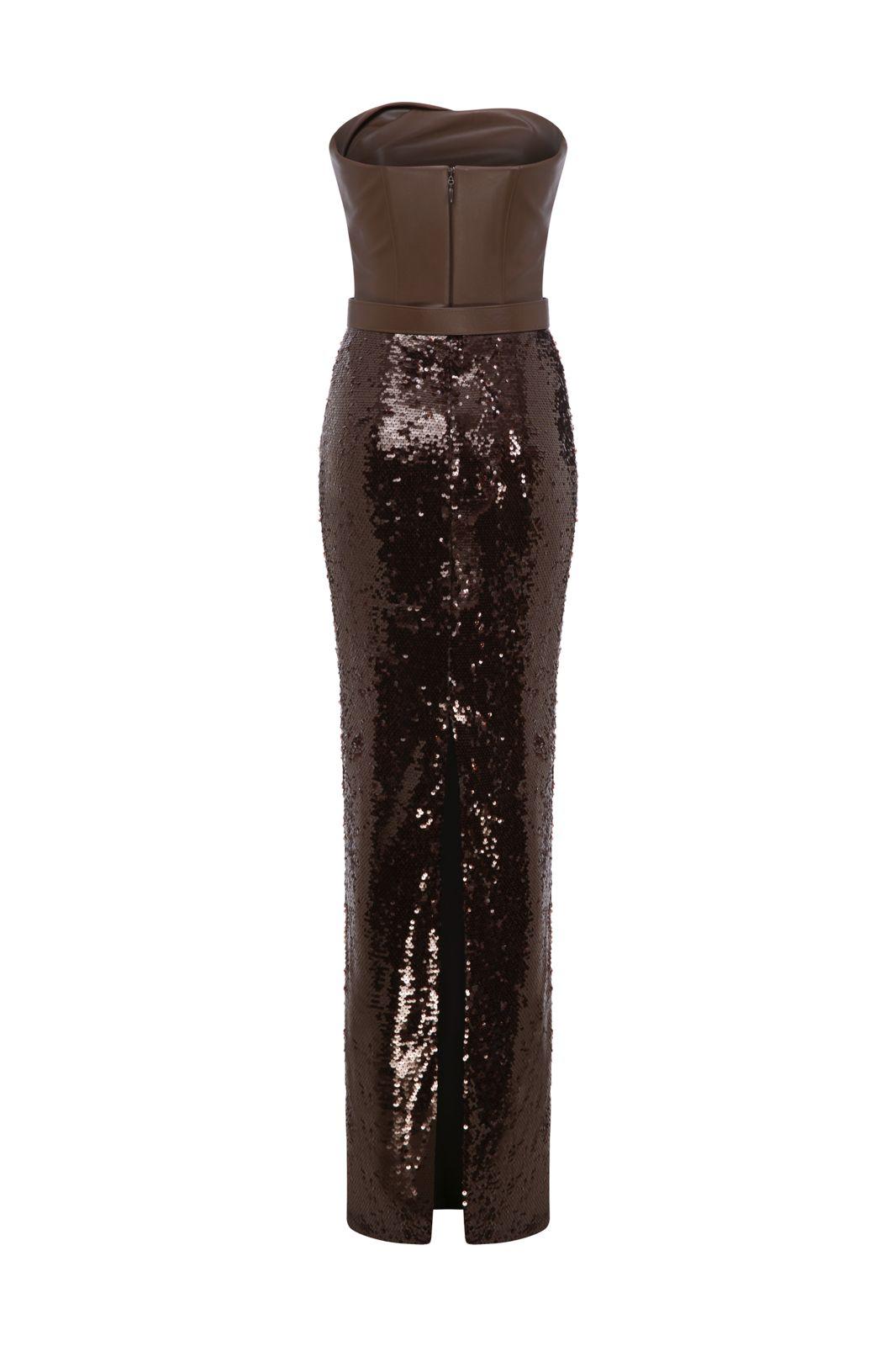 Brown Strapless Evening Gown N0629