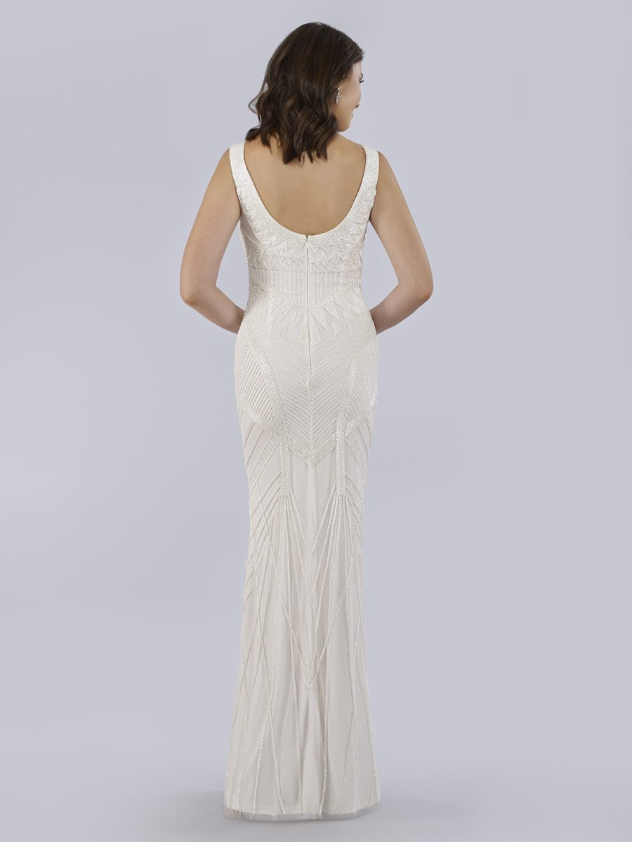 Bryant Beaded Tank Sheath Wedding Dress with Geometric Pattern 51017