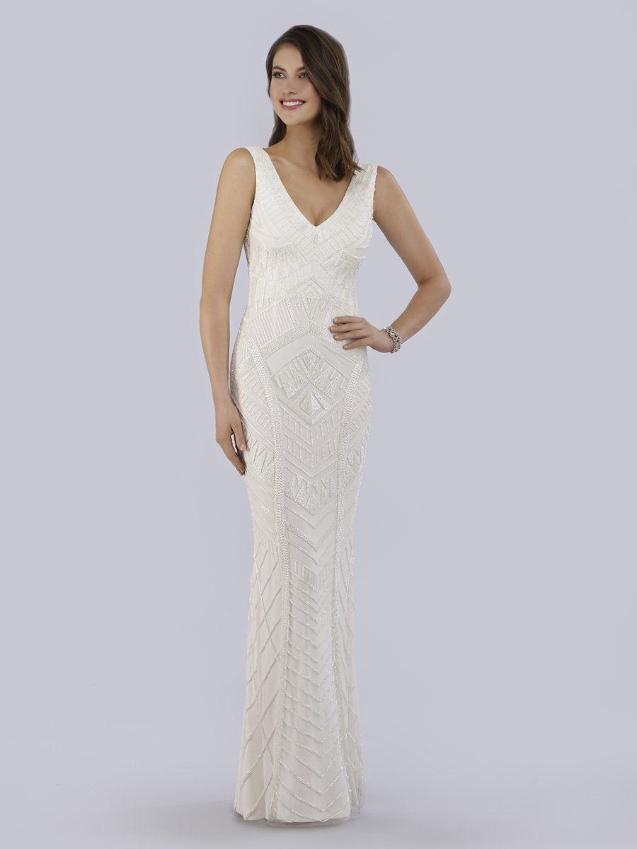 Bryant Beaded Tank Sheath Wedding Dress with Geometric Pattern 51017