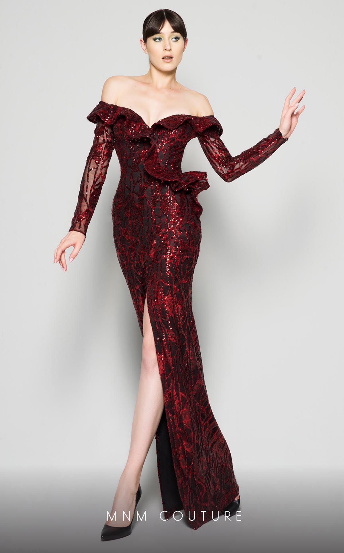 Burgundy Evening Gown N0363