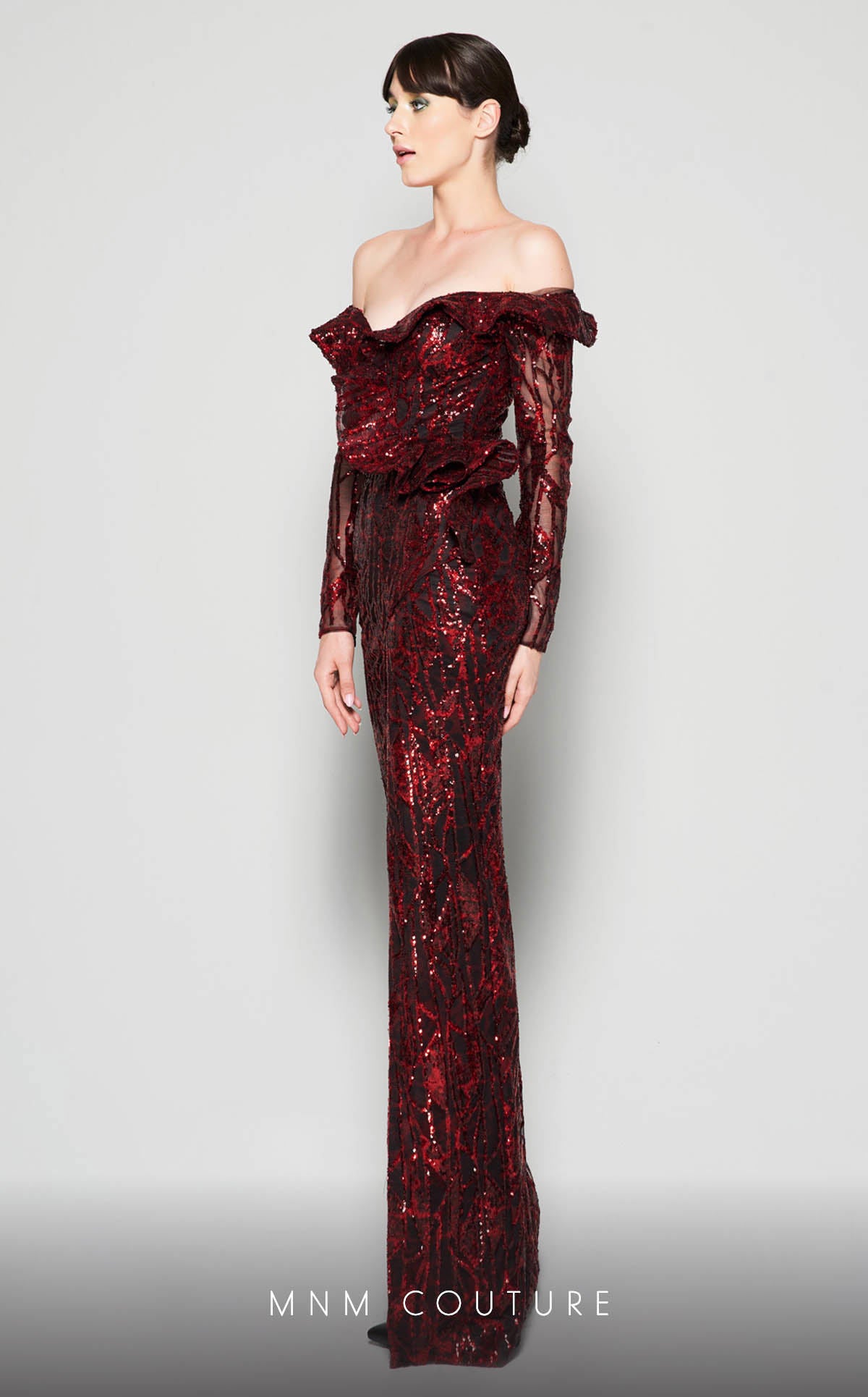 Burgundy Evening Gown N0363