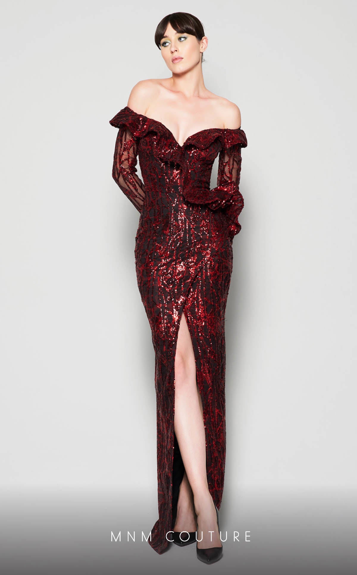 Burgundy Evening Gown N0363