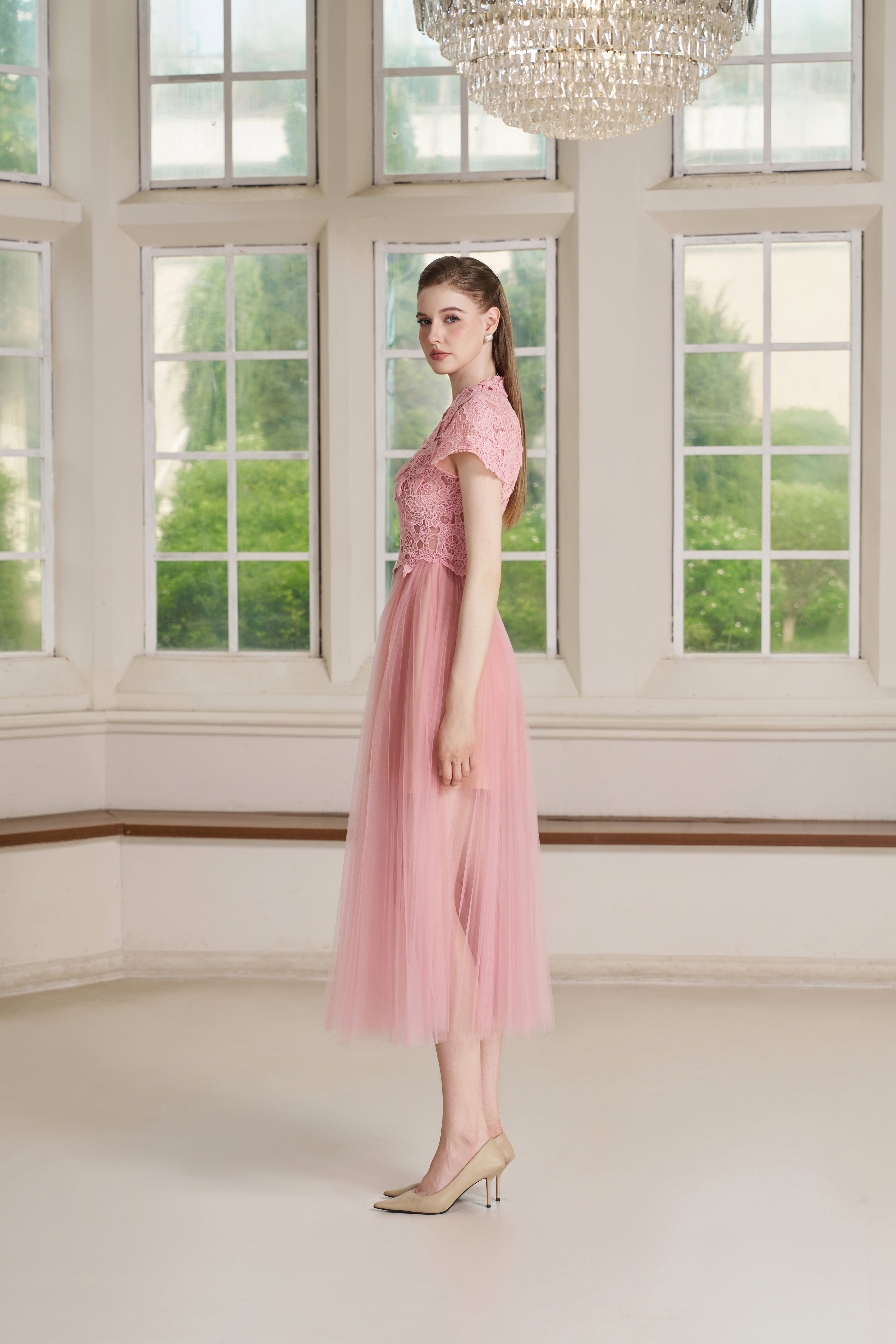 Niven Dress – Petal Pink Midi Dress