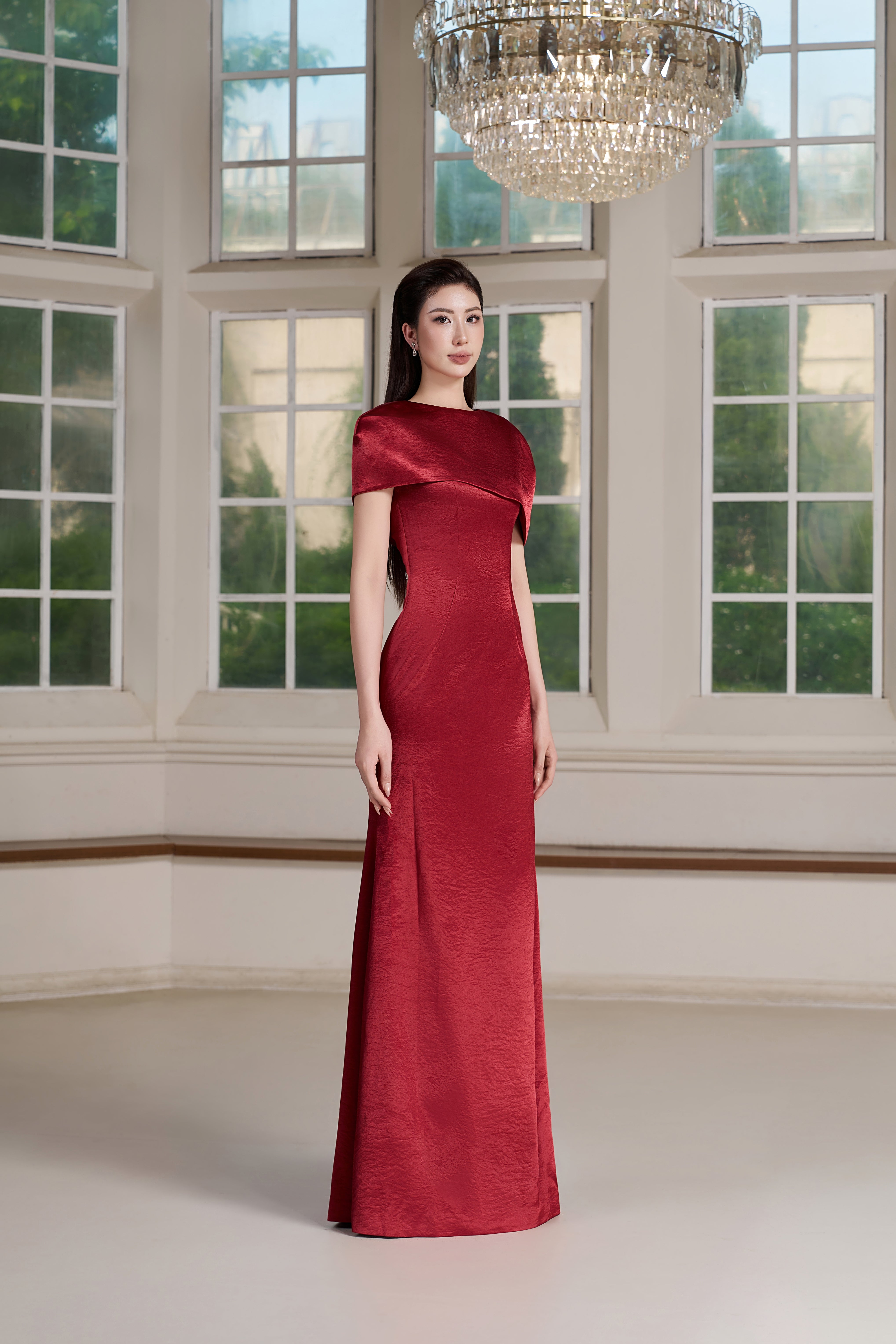 Iva Dress – Mandarin Red Maxi Dress
