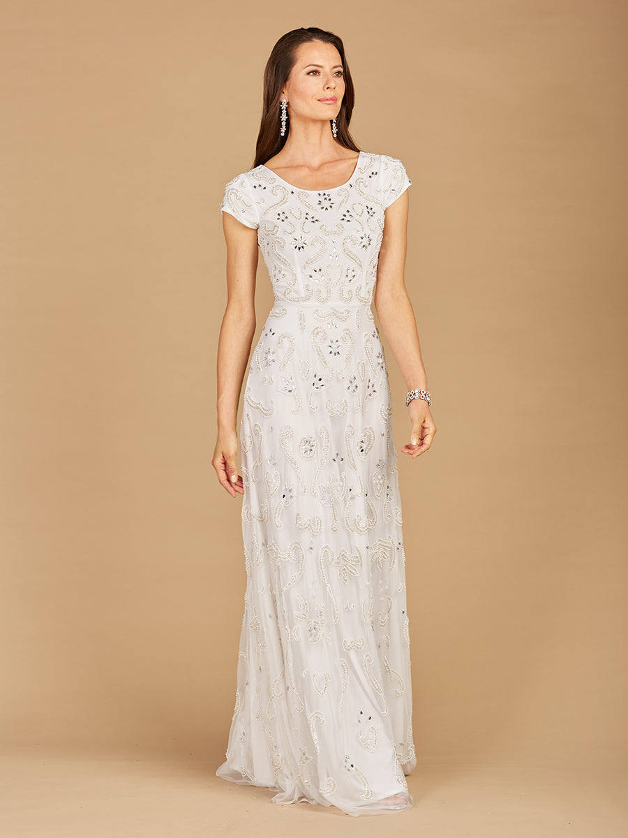 Cap Sleeve Beaded Bridal Gown 51128