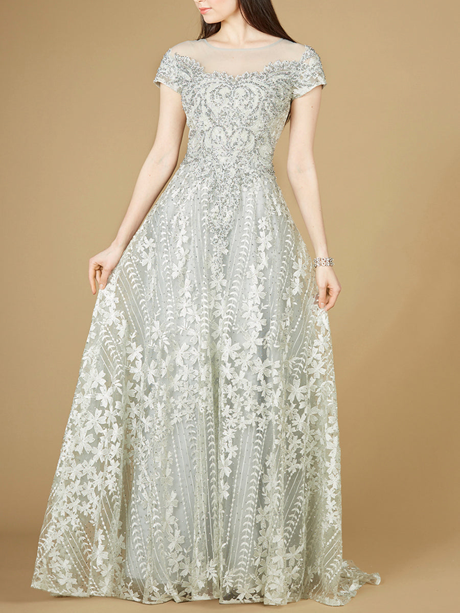 Cap Sleeve Lace A-Line Dress 29235