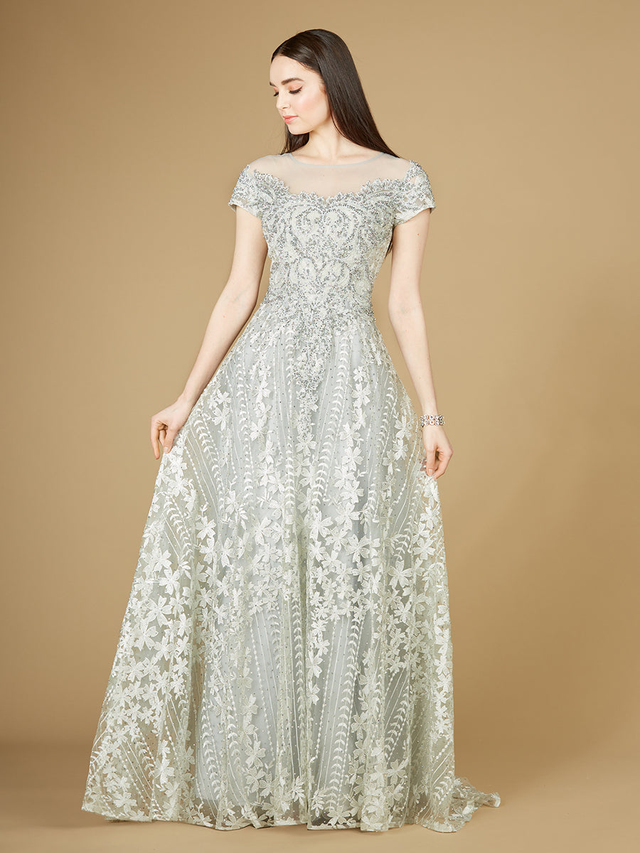 Cap Sleeve Lace A-Line Dress 29235