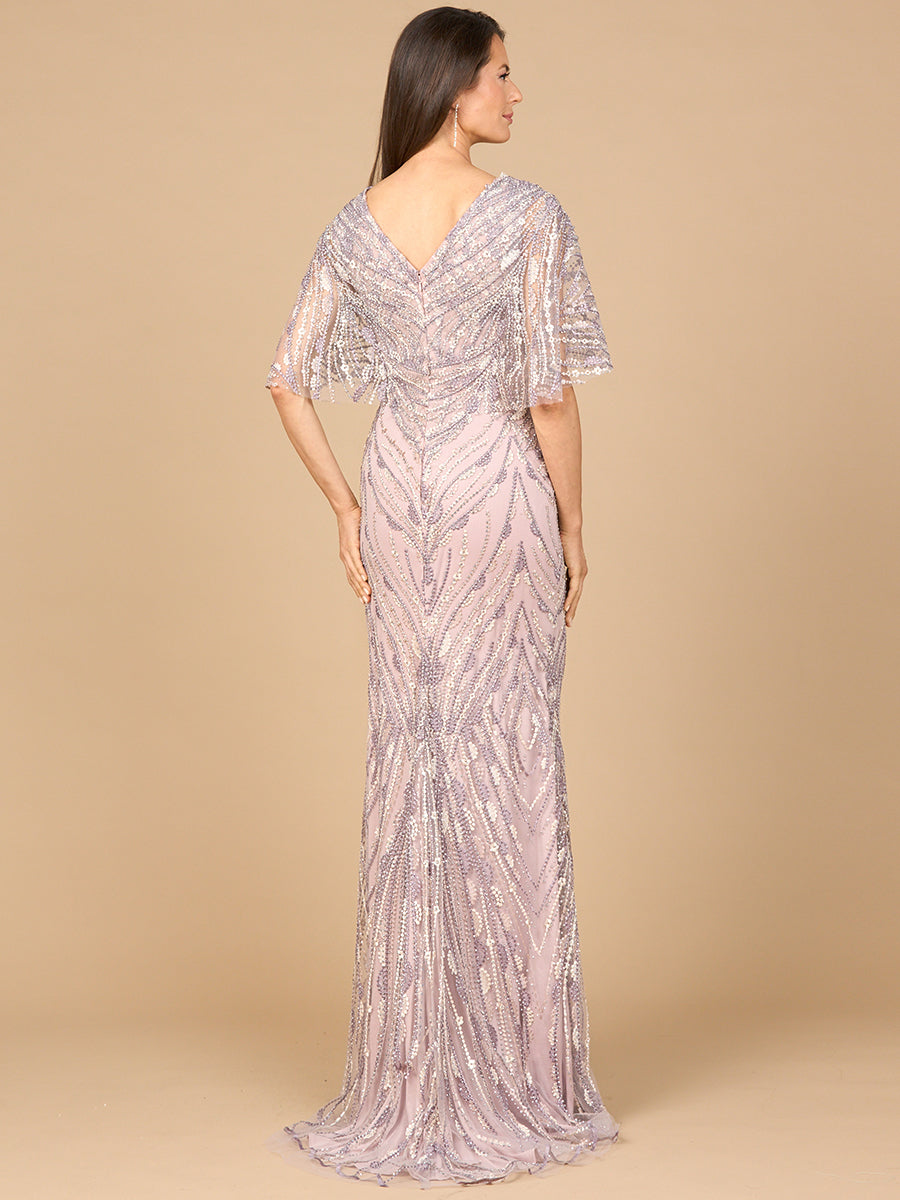 Cape Sleeve Mermaid Gown 28966
