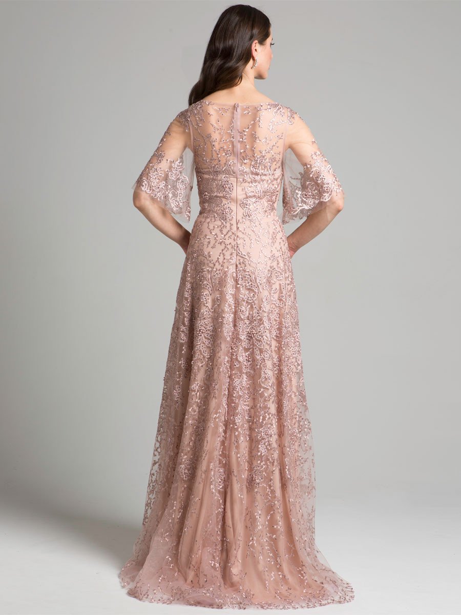 Cape Sleeve Mother's Gown with Pearl & Rhinestone Embellishments 33277