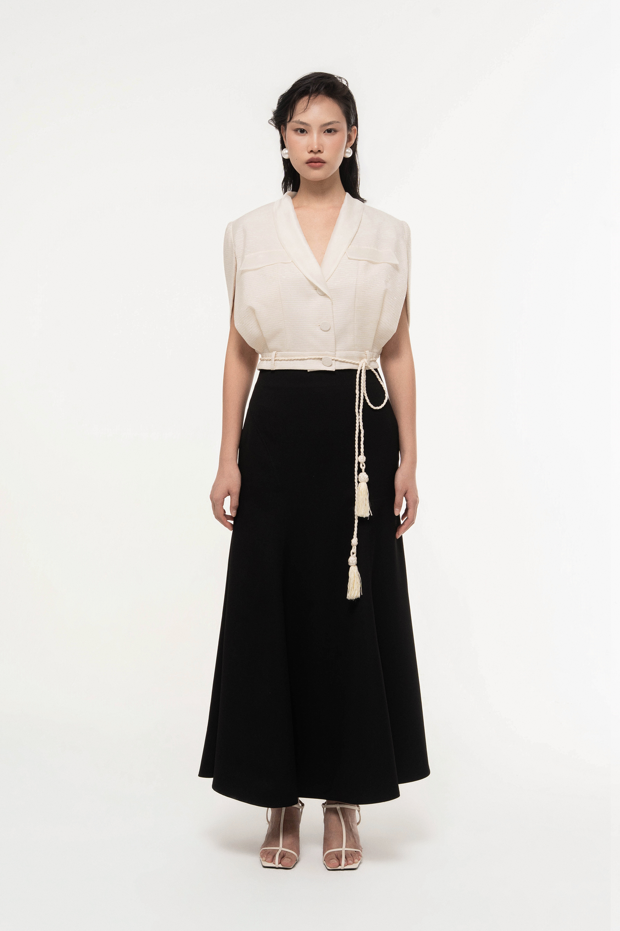 Cape Sleeve Set Design with Skirt