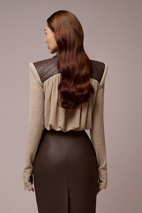 Caria Light Camel Croptop Shirt