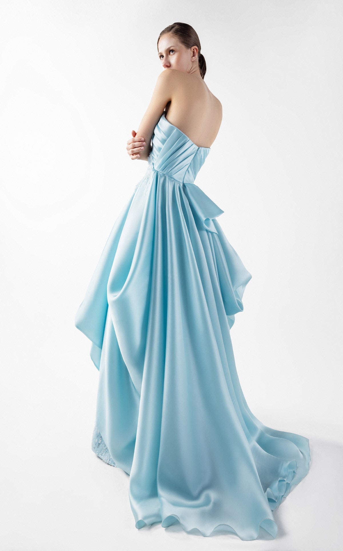 Celestial Blue Waterfall Lace and Organza Gown G2014