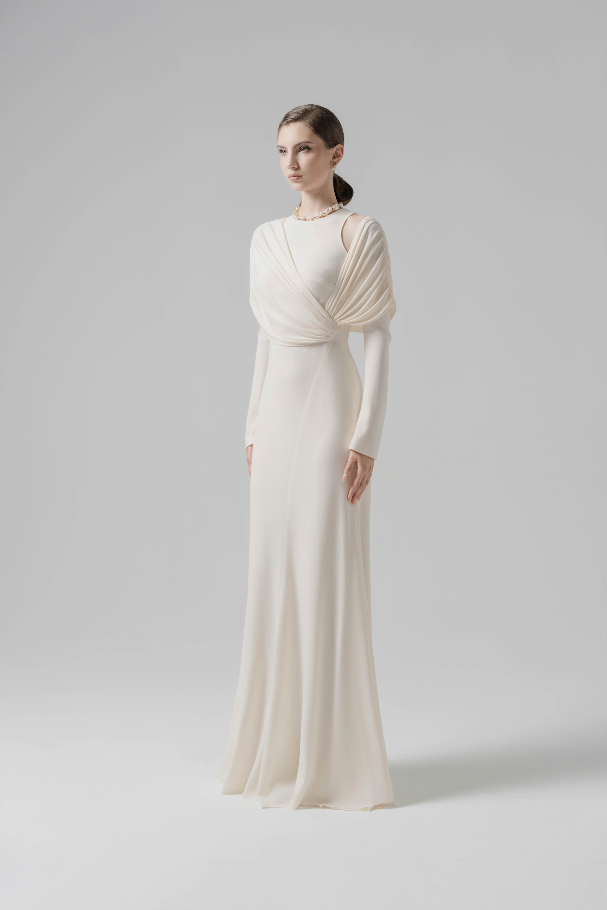 Cream Bias-cut Dress