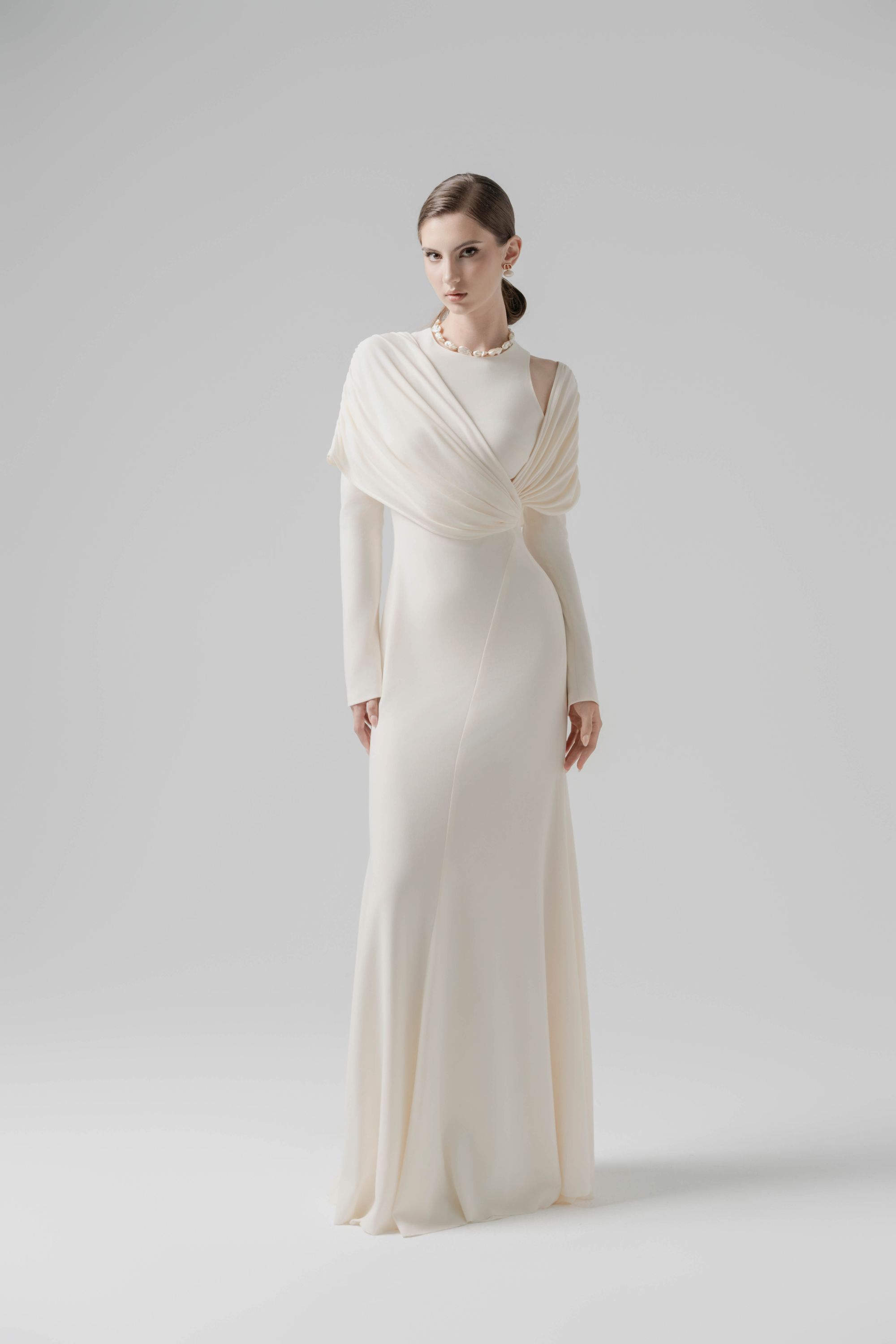 Cream Bias-cut Dress