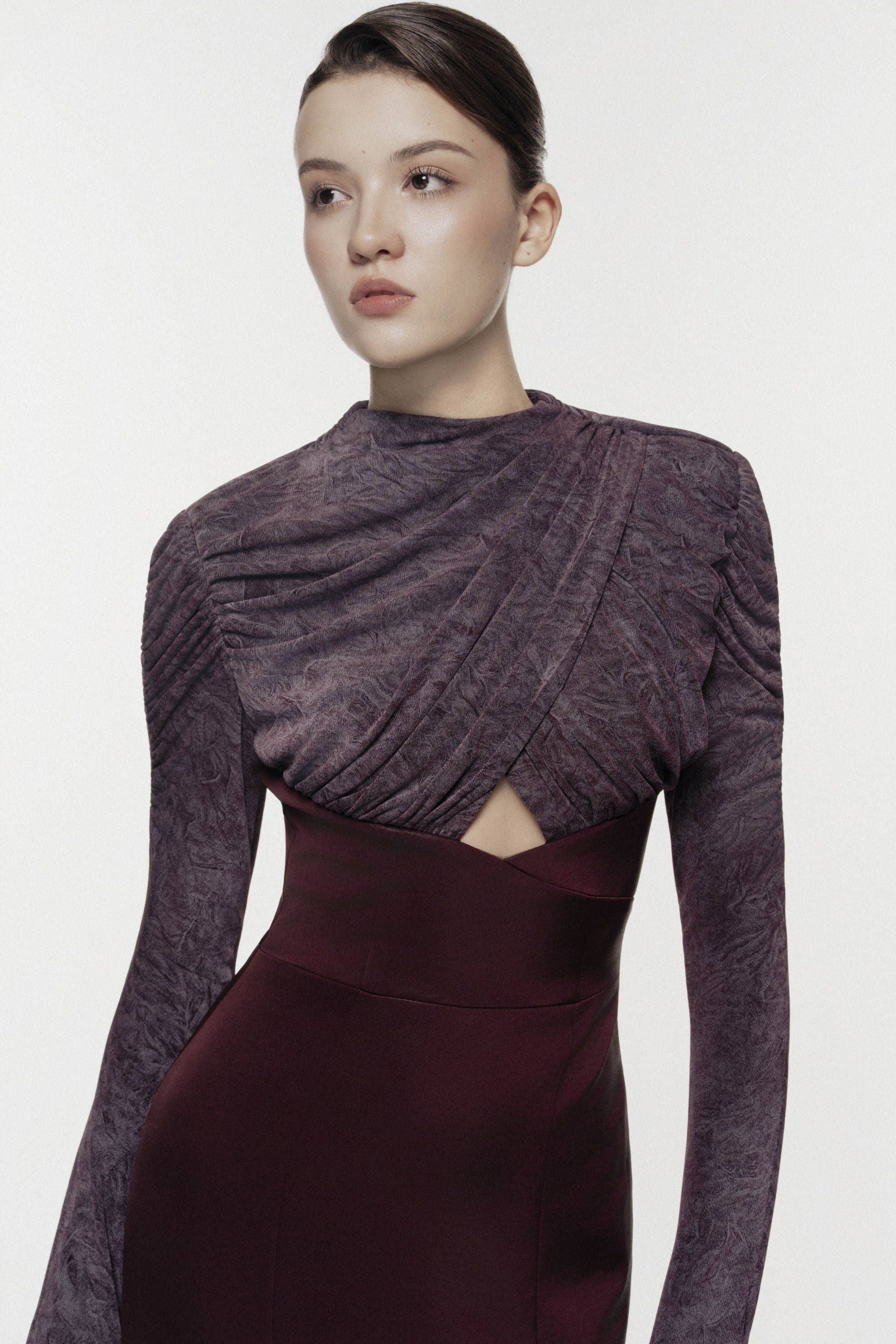 Cross-Draped Cut-Out Evening Gown