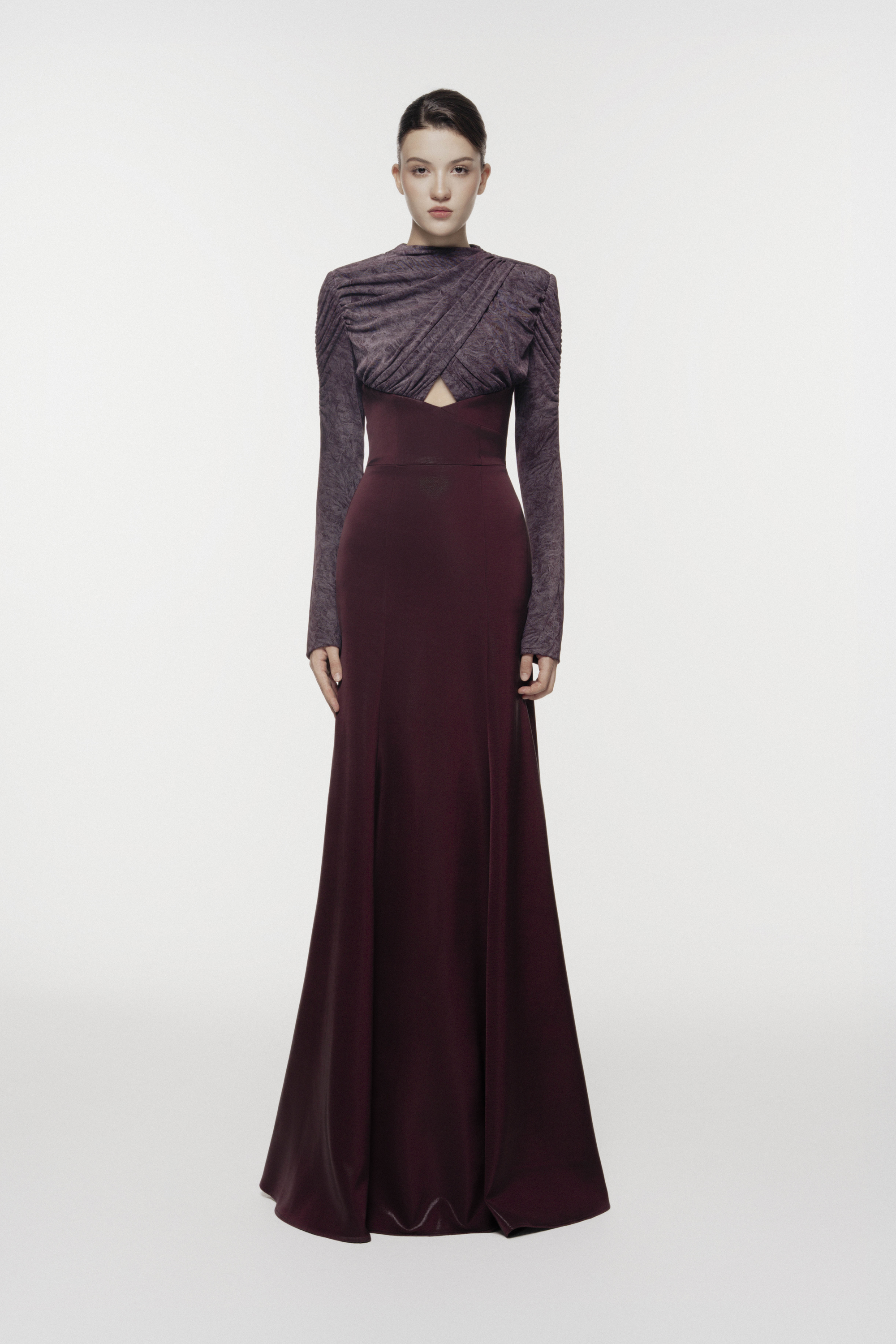 Cross-Draped Cut-Out Evening Gown