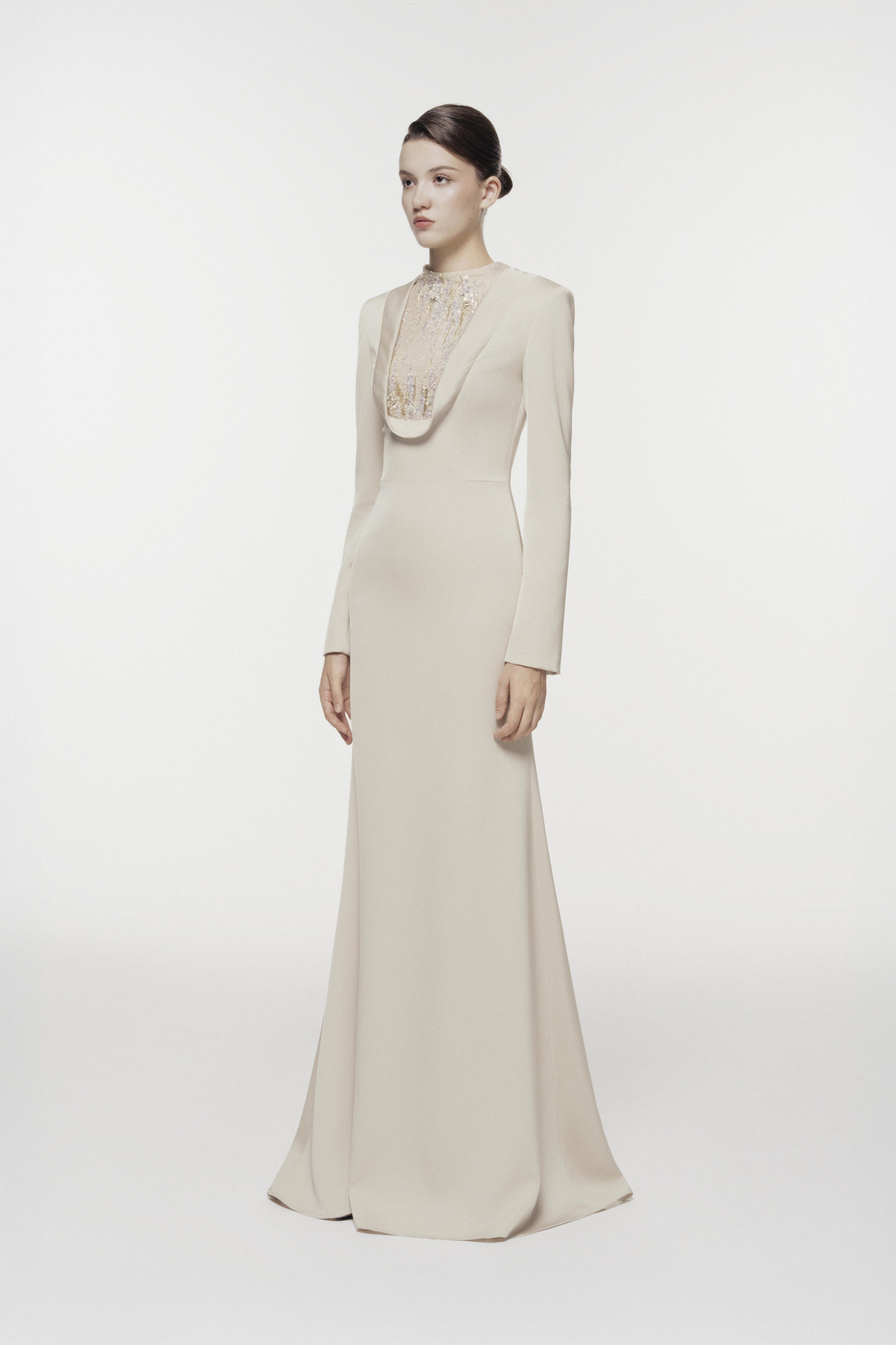 Crystal Mesh Fishtail Gown