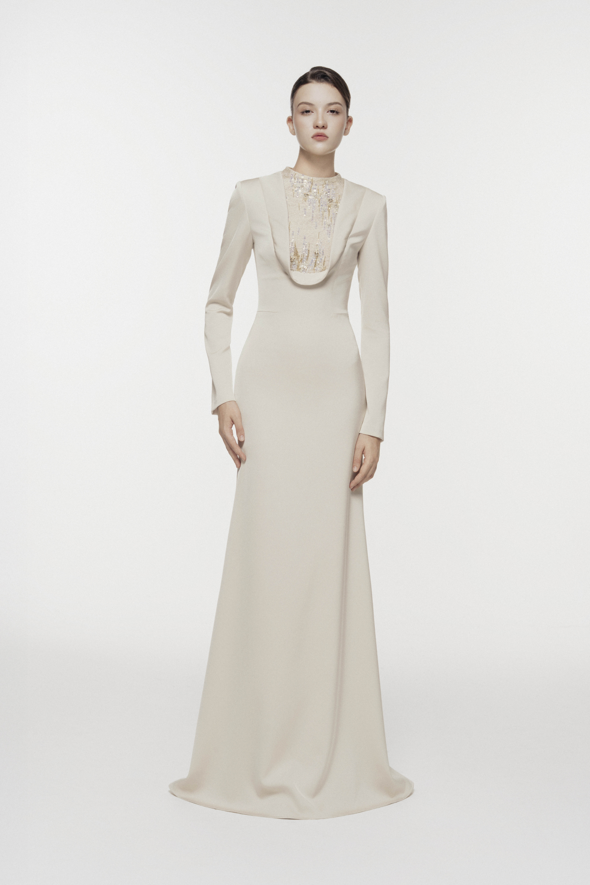 Crystal Mesh Fishtail Gown
