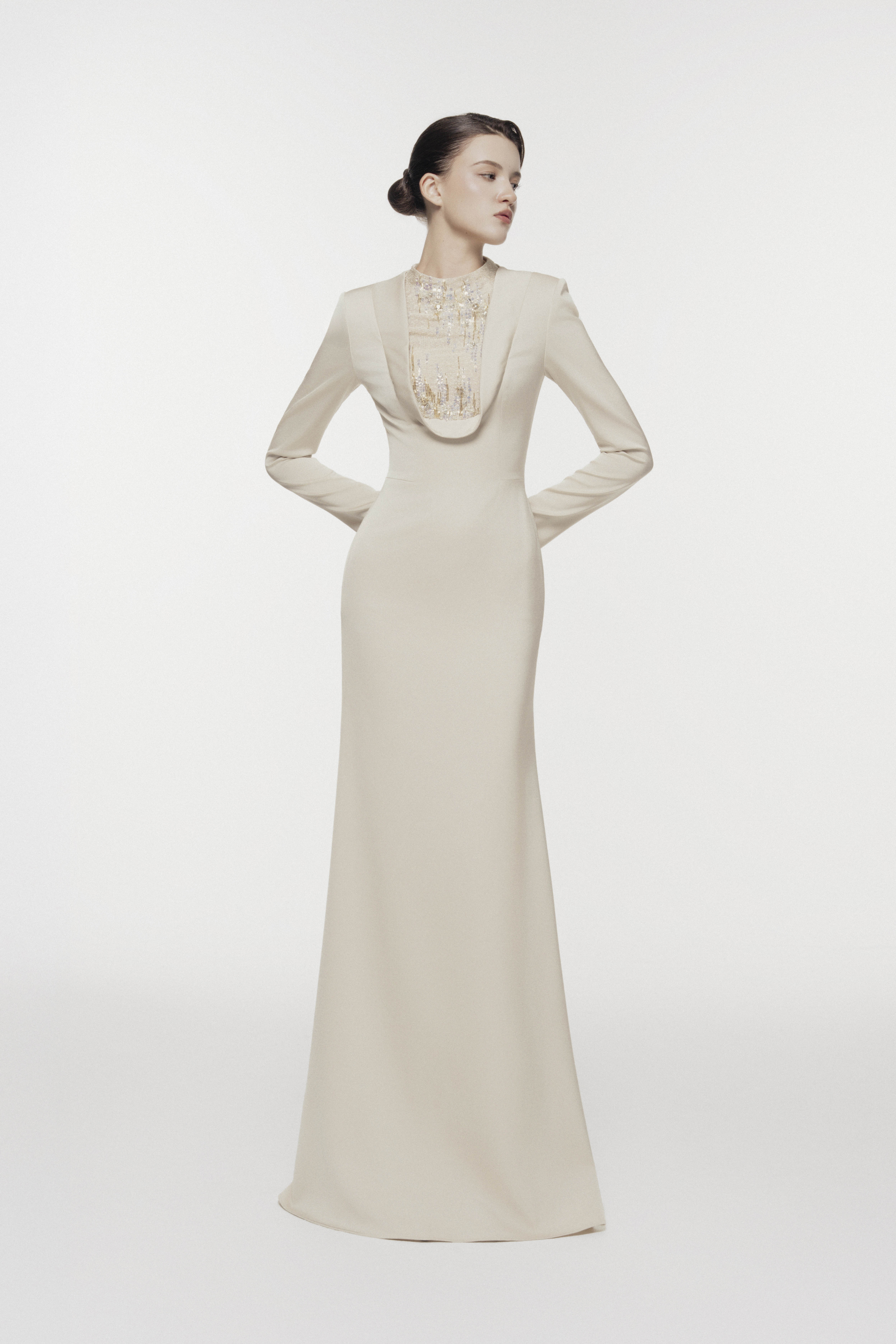 Crystal Mesh Fishtail Gown