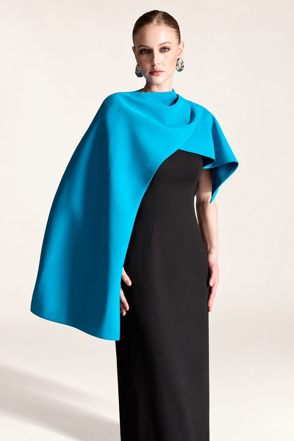 Contrast Cape Dress