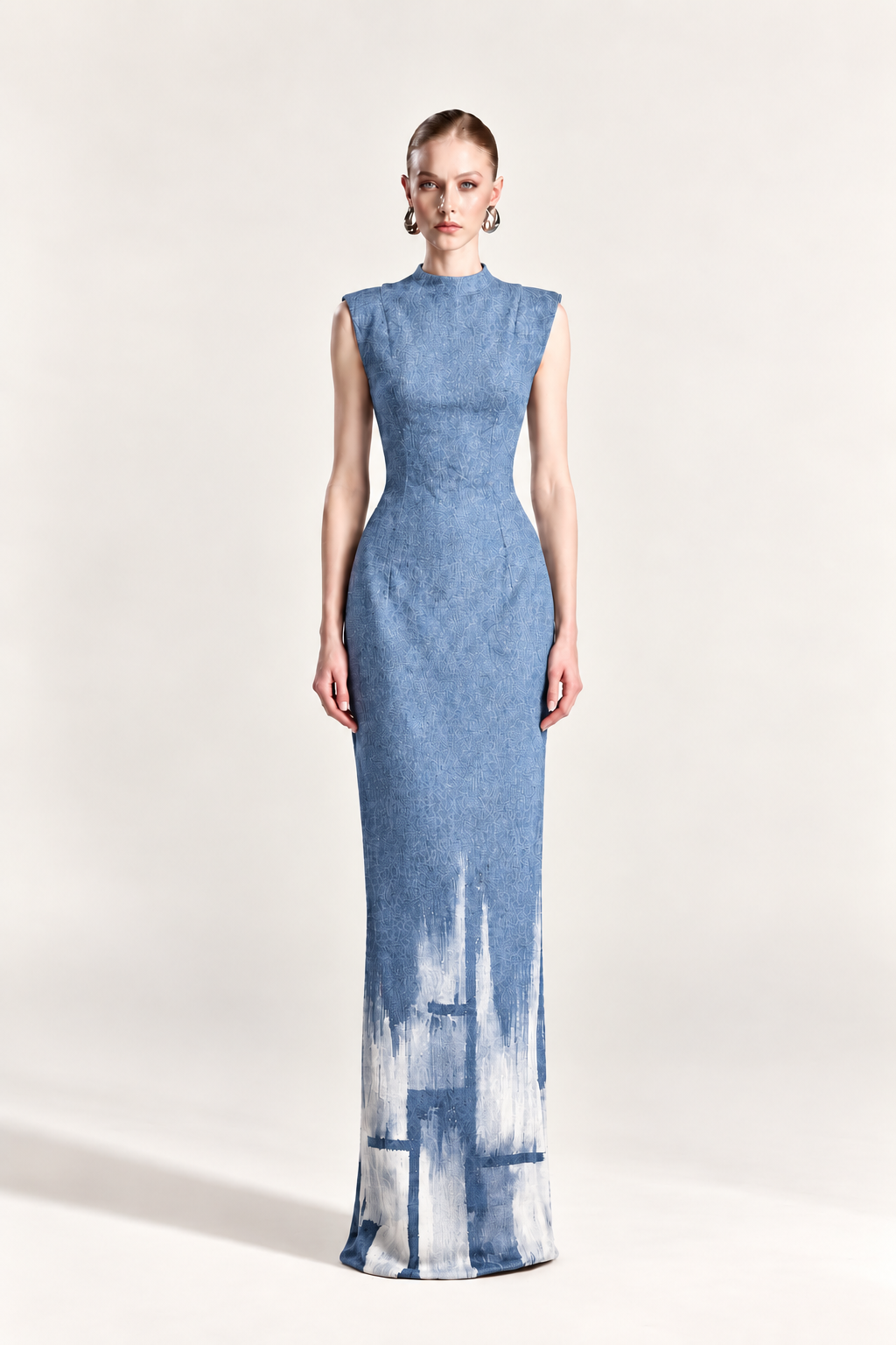 Brushstroke Charcoal Column Dress