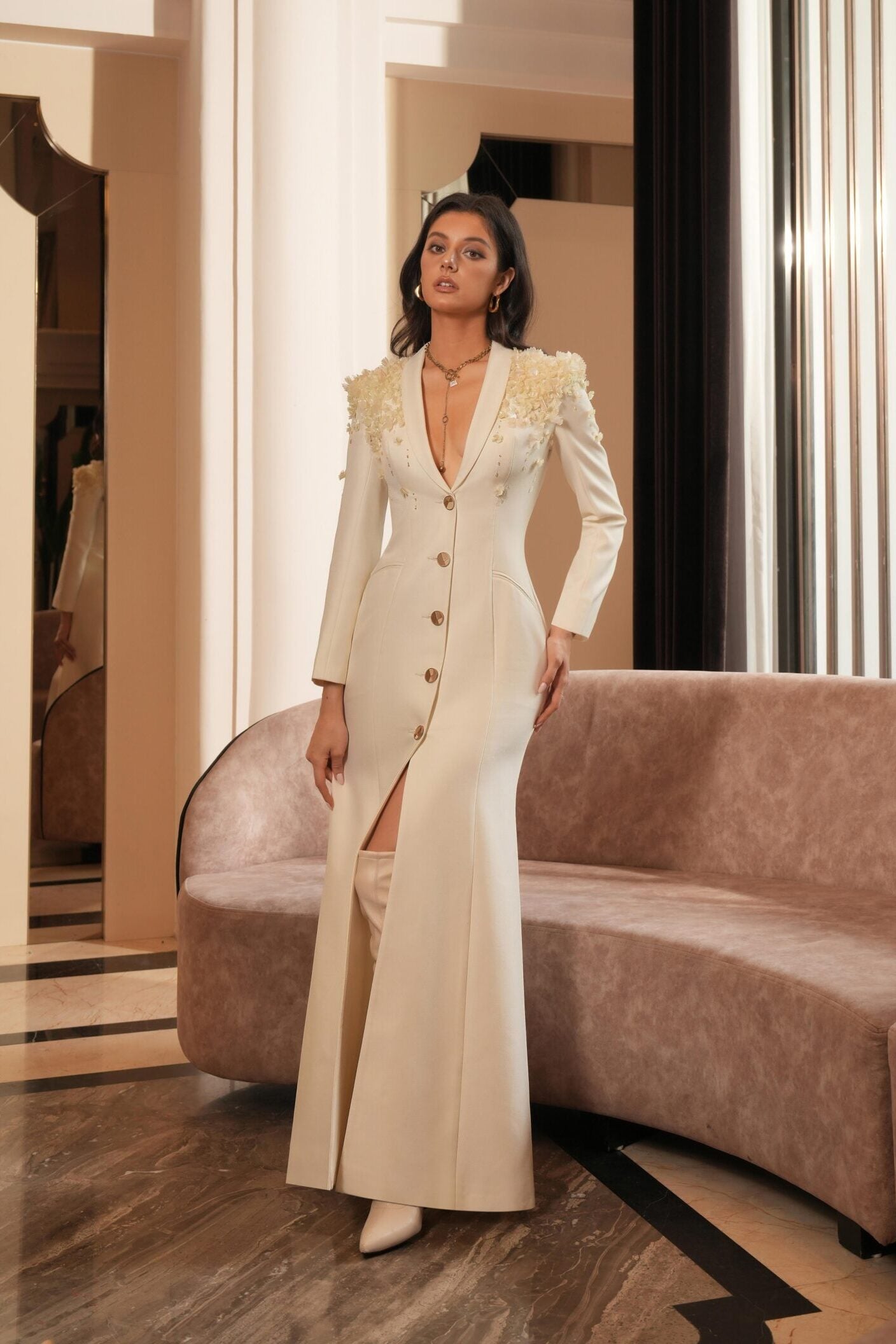 posse dresses Deep V Neck Backless Streamer Wholesale Wedding Dresses