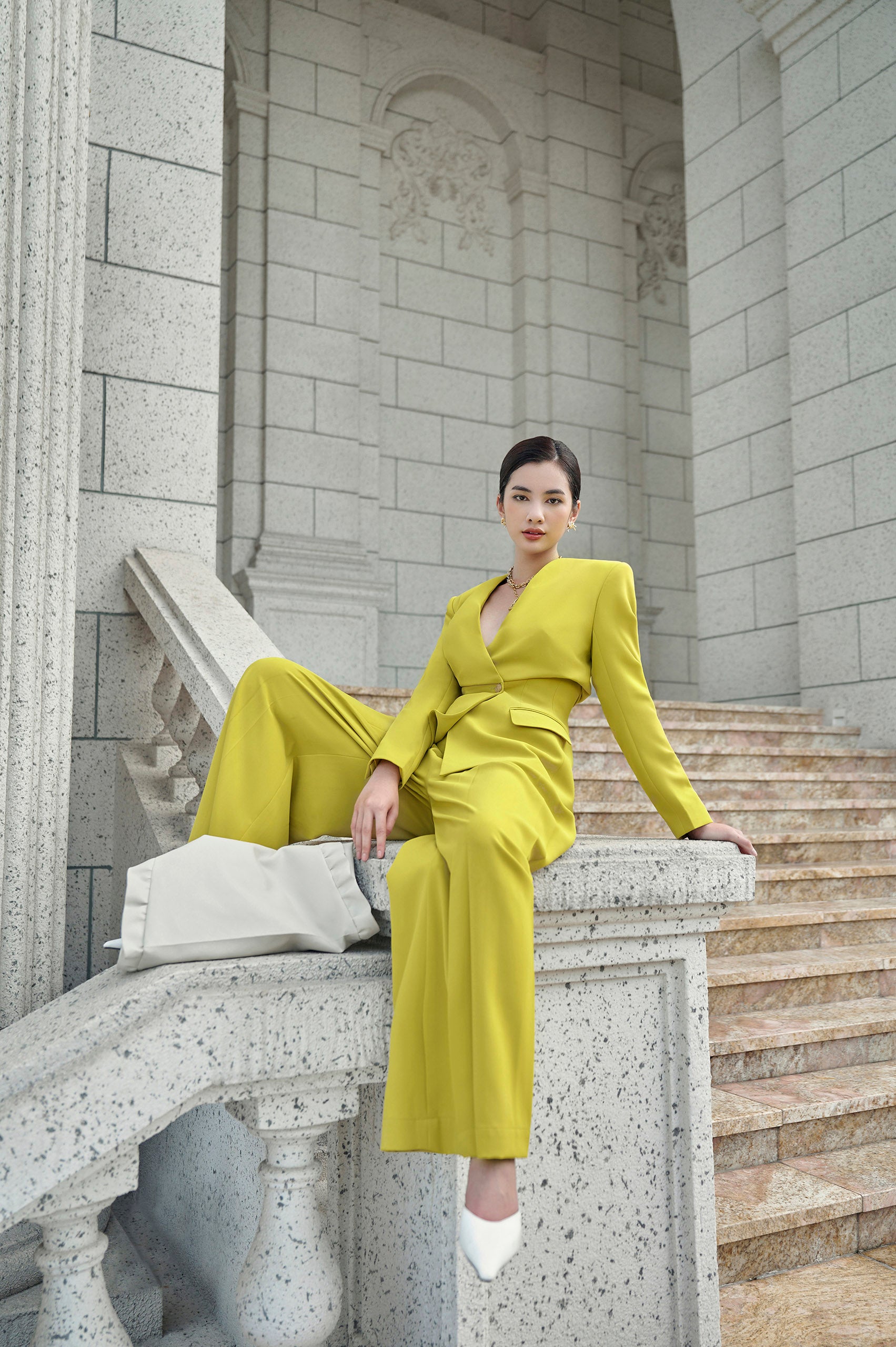 Hazel Neon Corset Blazer Tracy Noen Wide Leg Pants