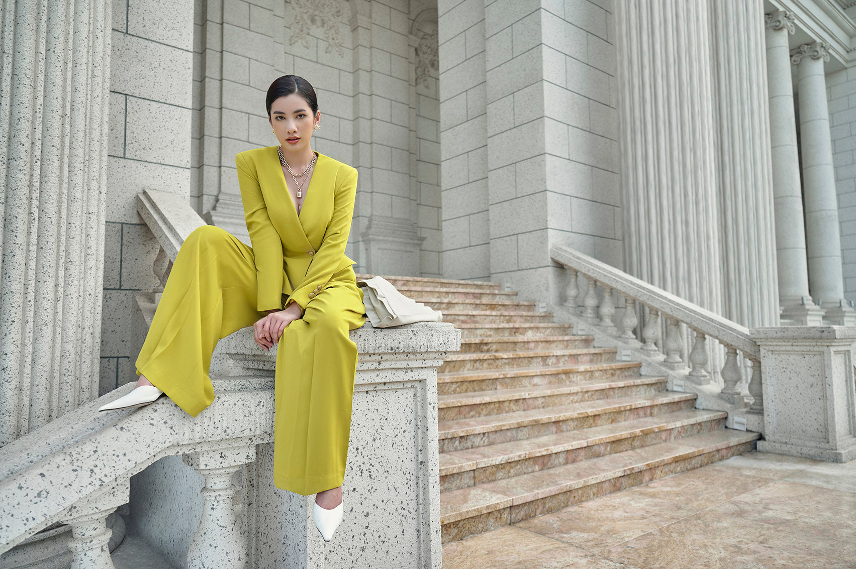 Hazel Neon Corset Blazer Tracy Noen Wide Leg Pants