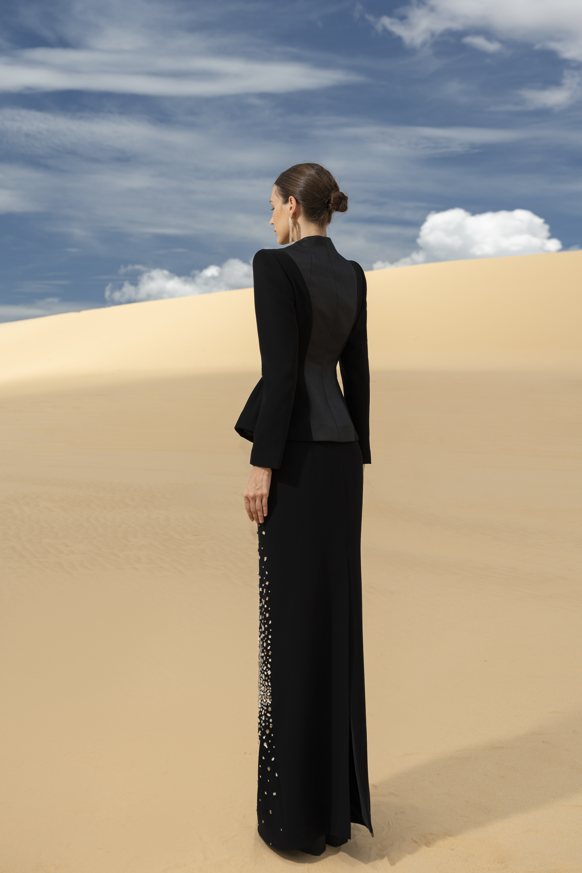 black column maxi dress Floral Embellished Black Column Maxi Gown