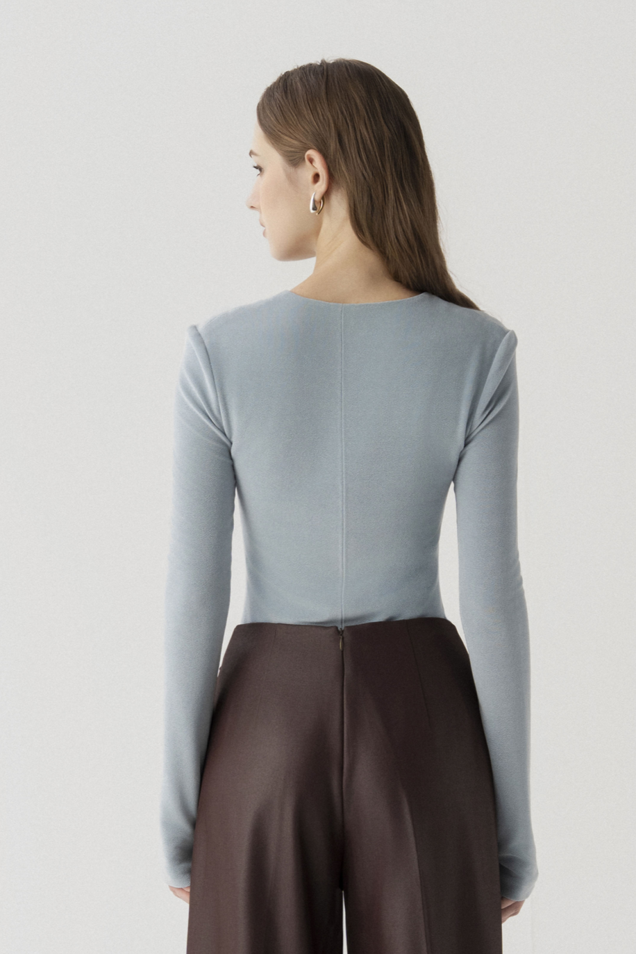 Double Knit Crepe Top in Sky Blue
