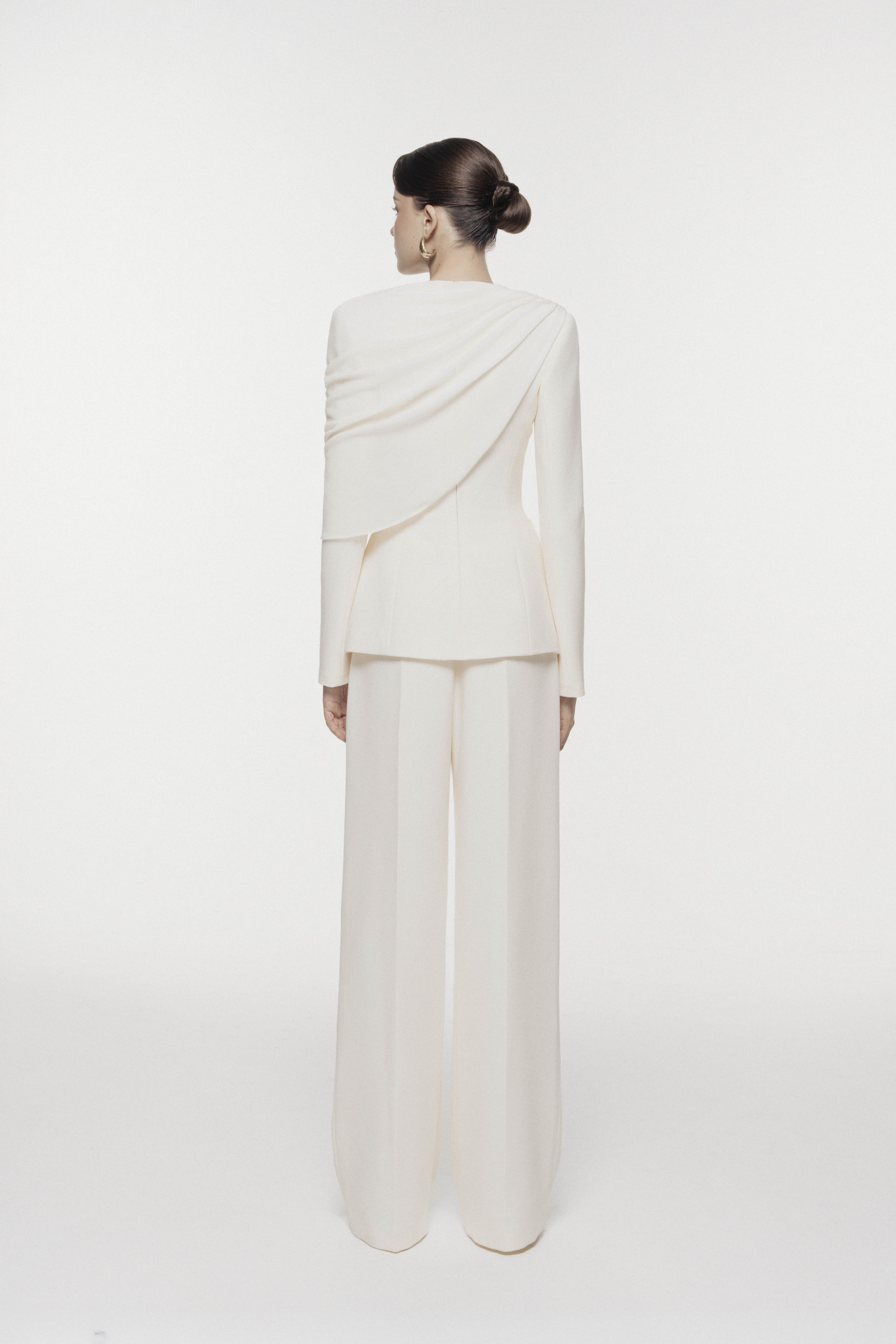 Draped Shoulder Tailored Set Design