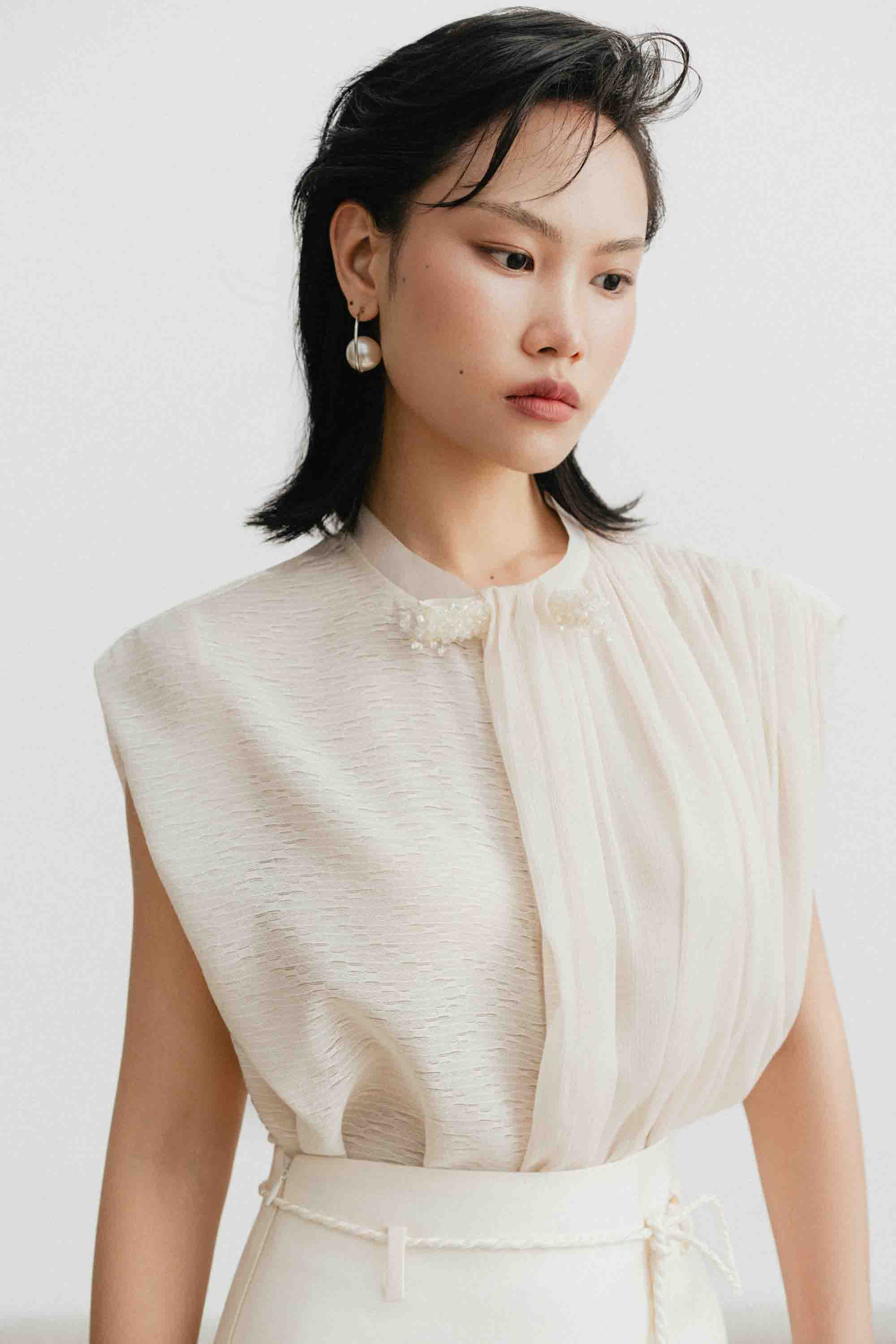 Draped Sleeveless Shirt