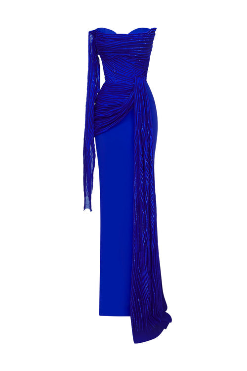 Luxurious Crimson Masterpiece with Cascading Organza E0104