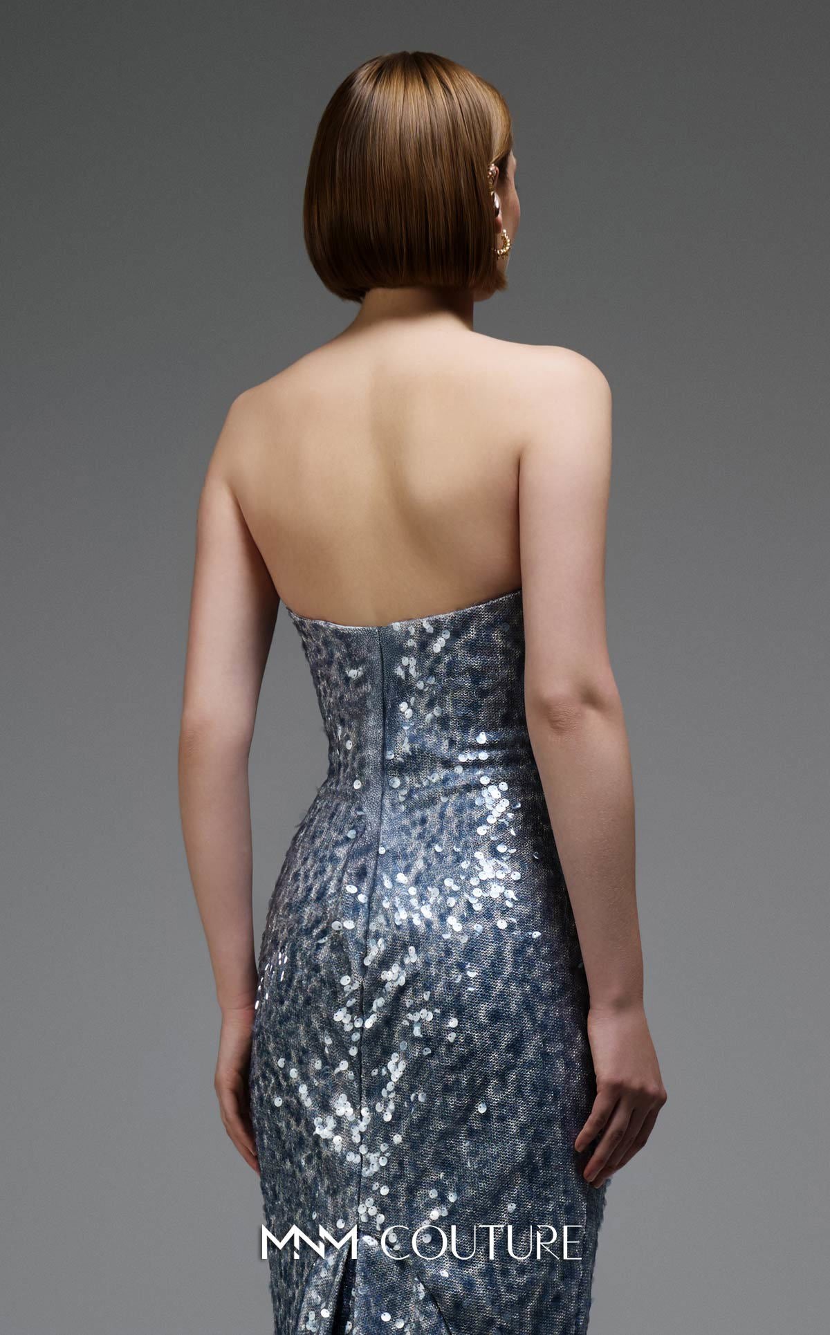Elegant Brown Sequin Evening Gown - Off-Shoulder Column Formal Dress E0105