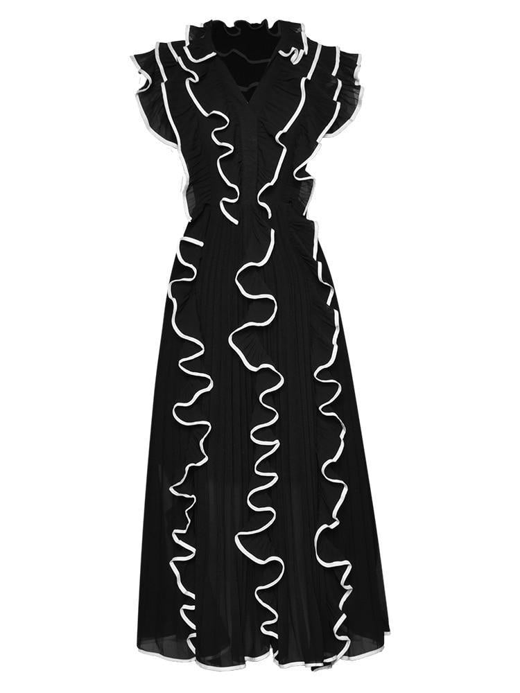 Elegant Chiffon Ruffles midi dress - TR226