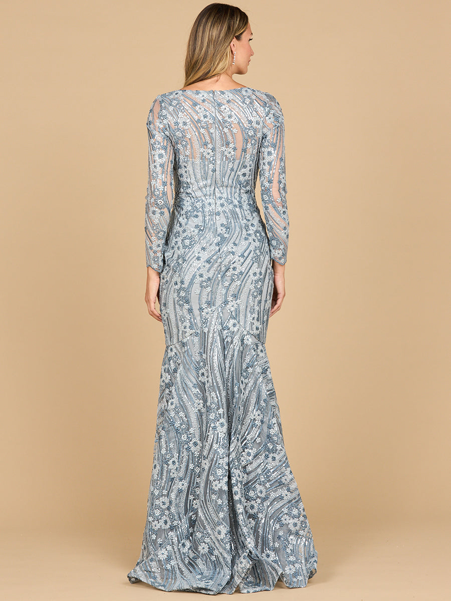Elegant Mermaid Long Sleeve Gown - Beaded Lace Formal Dress 28885