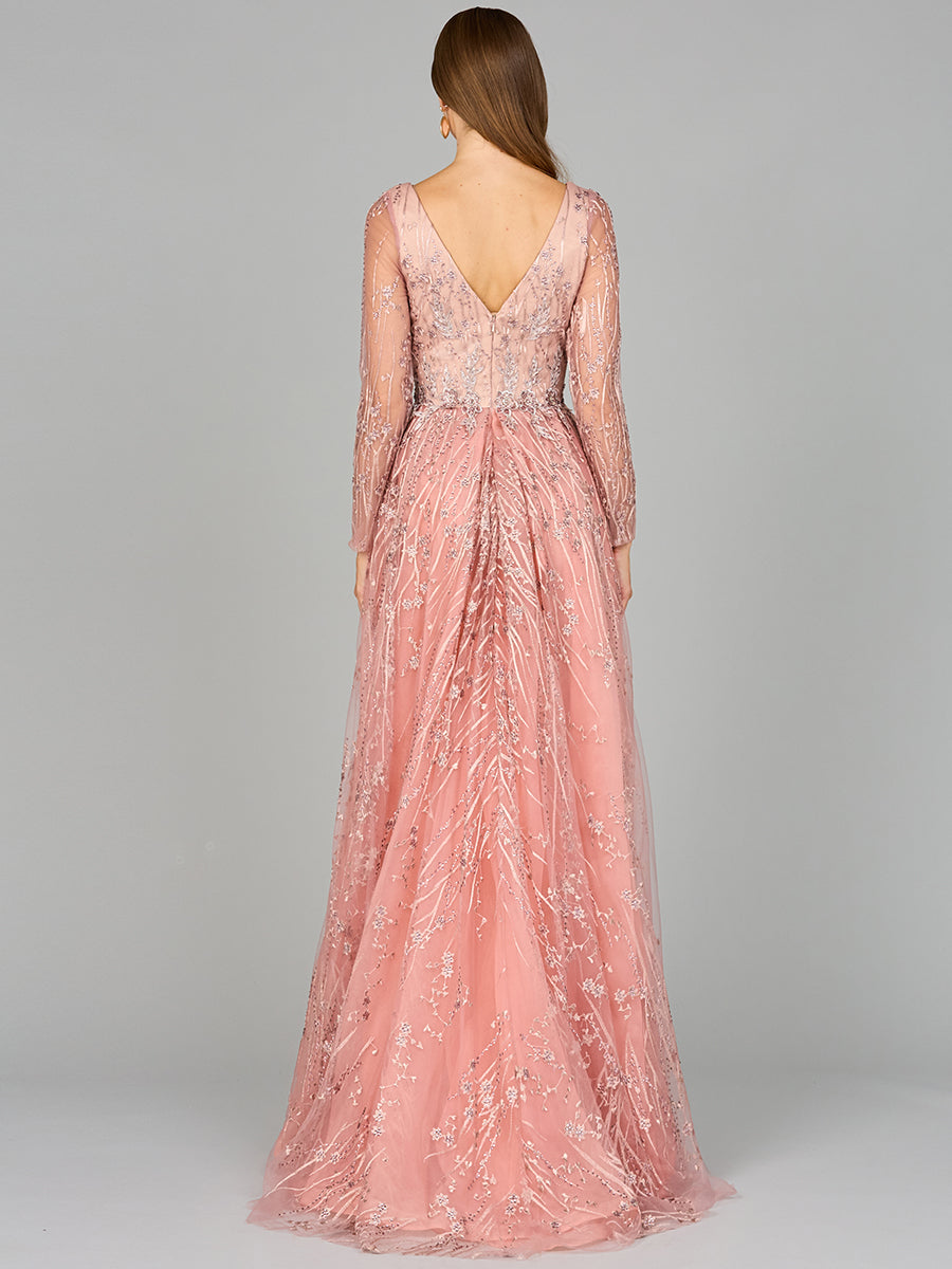 Elegant Overskirt Dress with Long Sleeves 29139