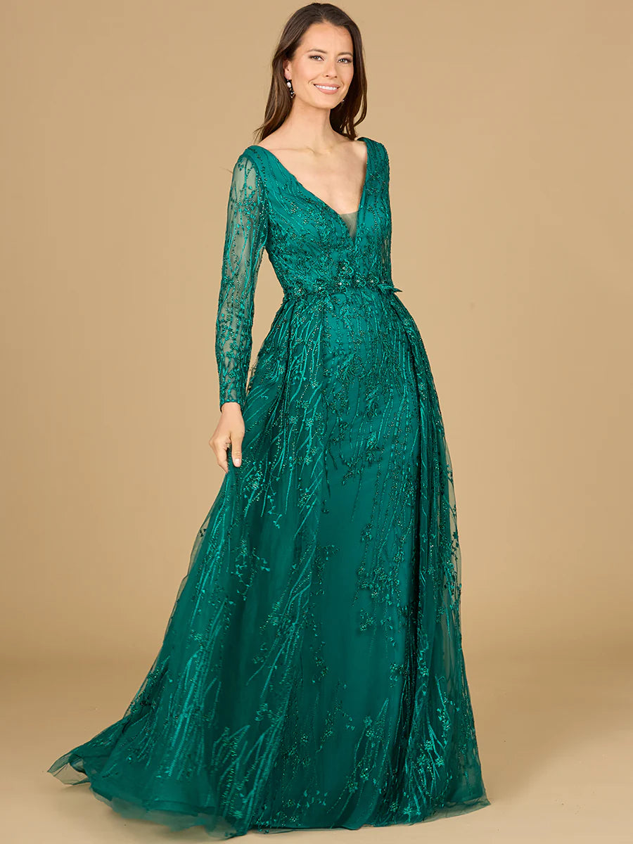 Elegant Overskirt Dress with Long Sleeves 29139