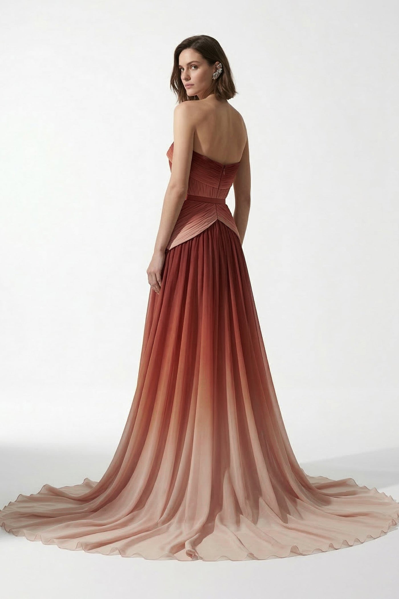 Eli The Label E0153 Ombré Strapless Cape Evening Gown