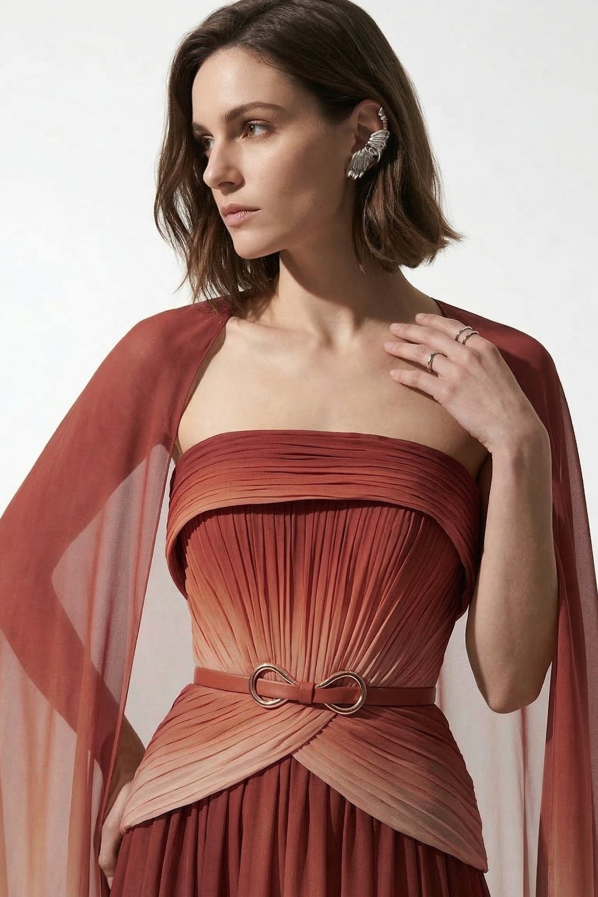 Eli The Label E0153 Ombré Strapless Cape Evening Gown
