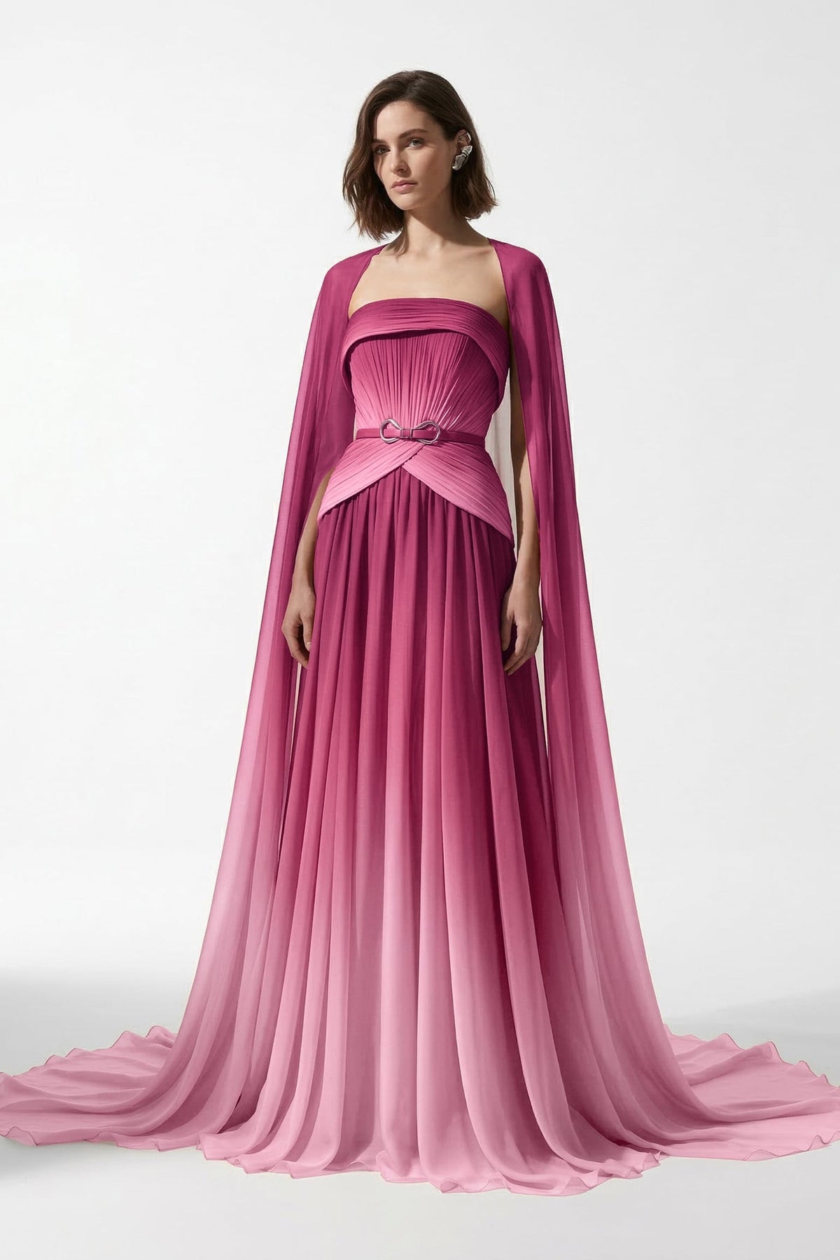 Eli The Label E0153 Ombré Strapless Cape Evening Gown