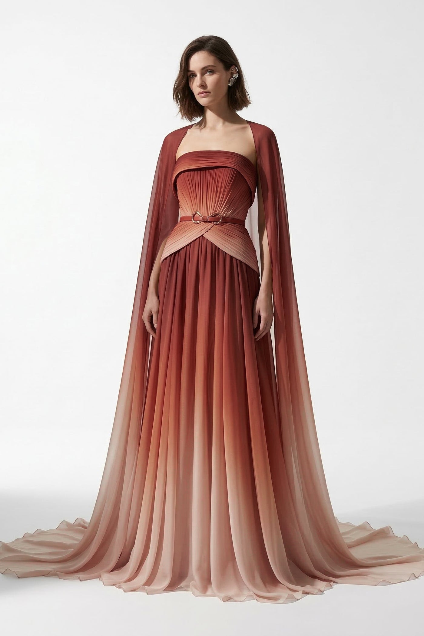 Eli The Label E0153 Ombré Strapless Cape Evening Gown