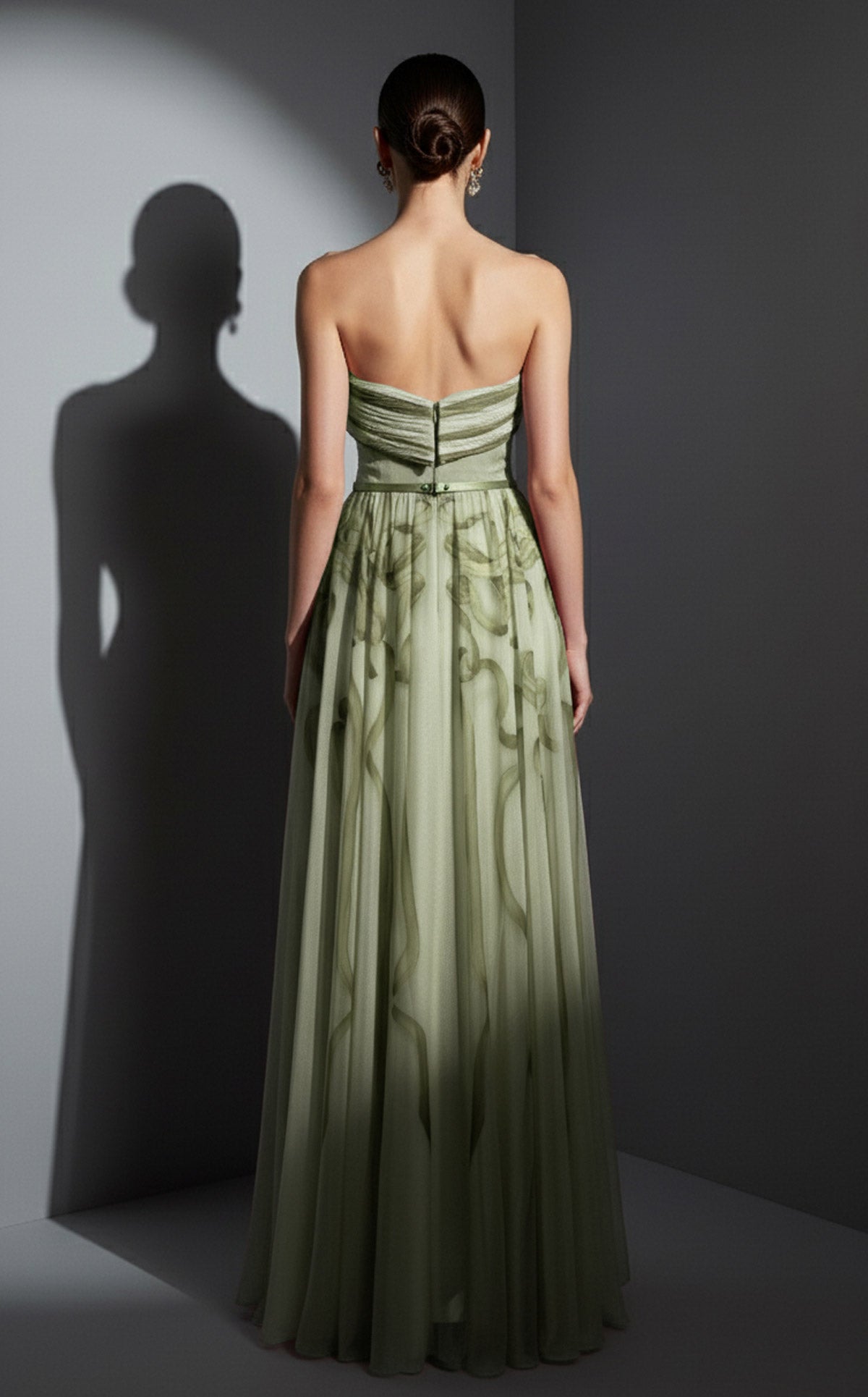 Elie Awad E0129 Strapless Crossover Bodice Chiffon Gown with Slim Belt