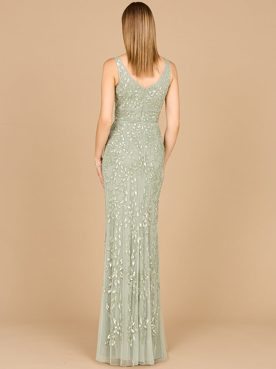 Embellished Gown with Slit - OUTLET 29080
