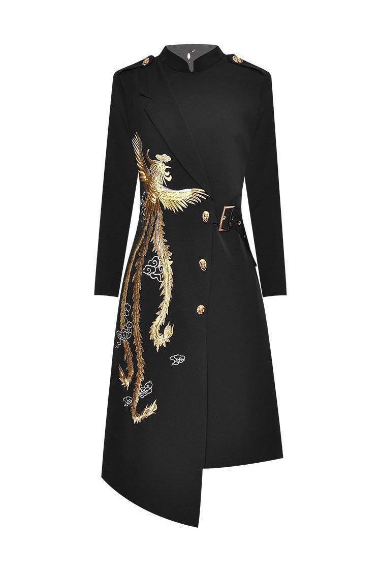 Embroidery Fashion Black Slim Dress - ML310