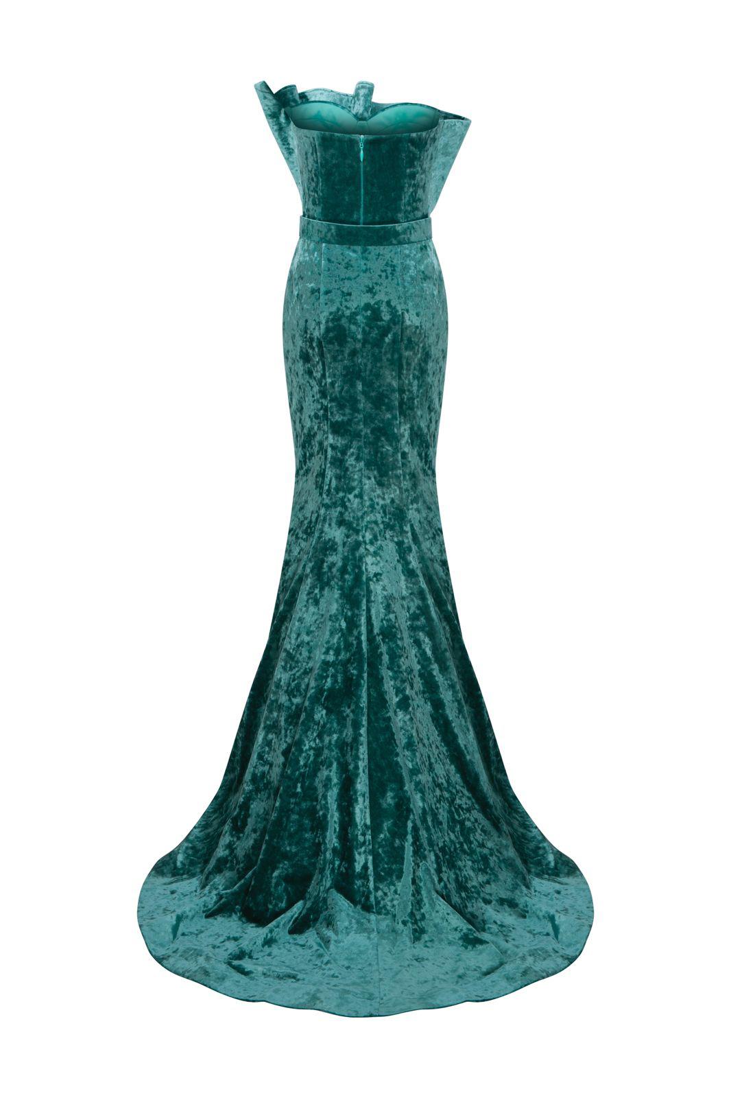 Emerald Strapless Evening Gown N0631